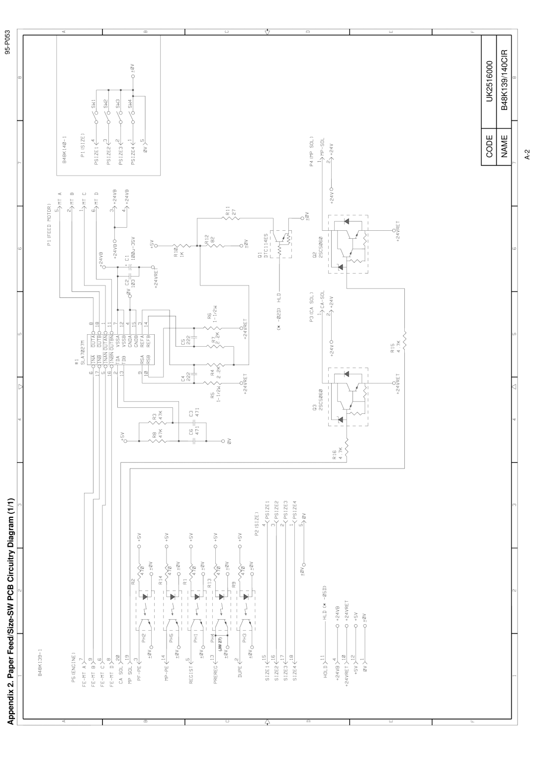 Brother HL-1260 service manual Appendix 2. Paper Feed/Size-SW PCB Circuitry Diagram 1/1 