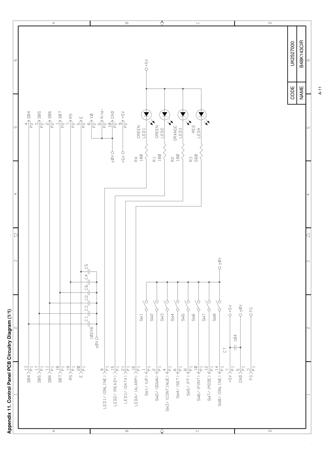 Brother HL-1260 service manual Appendix 11. Control Panel PCB Circuitry Diagram 1/1 