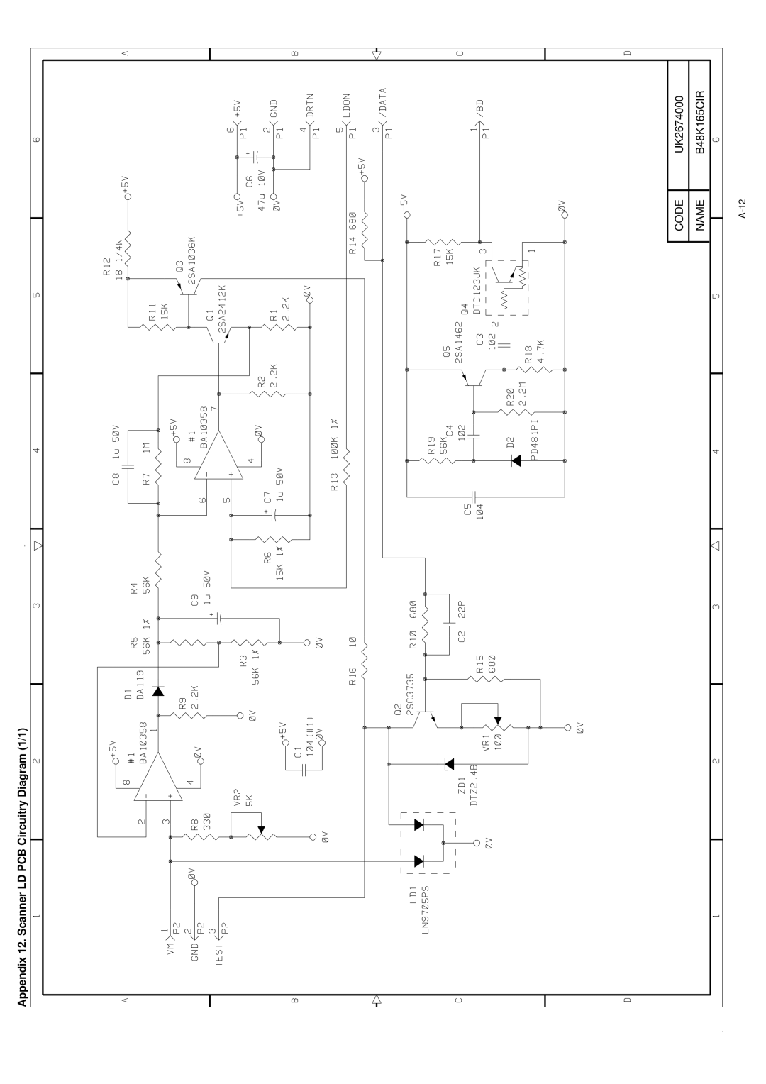 Brother HL-1260 service manual Appendix 12. Scanner LD PCB Circuitry Diagram 1/1 