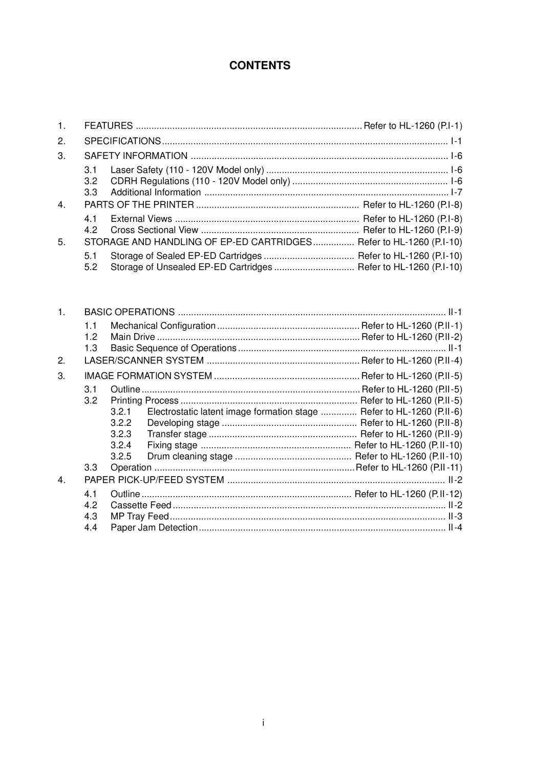 Brother HL-1260 service manual Storage and Handling of EP-ED Cartridges 