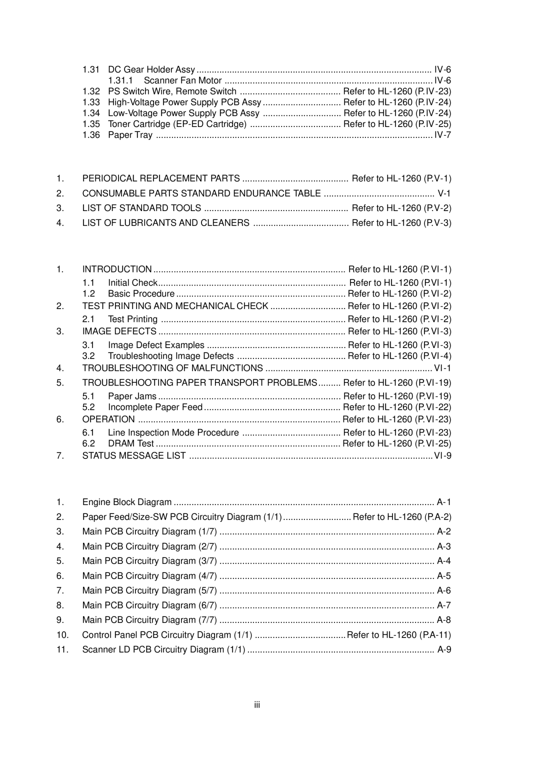 Brother HL-1260 service manual List of Lubricants and Cleaners 