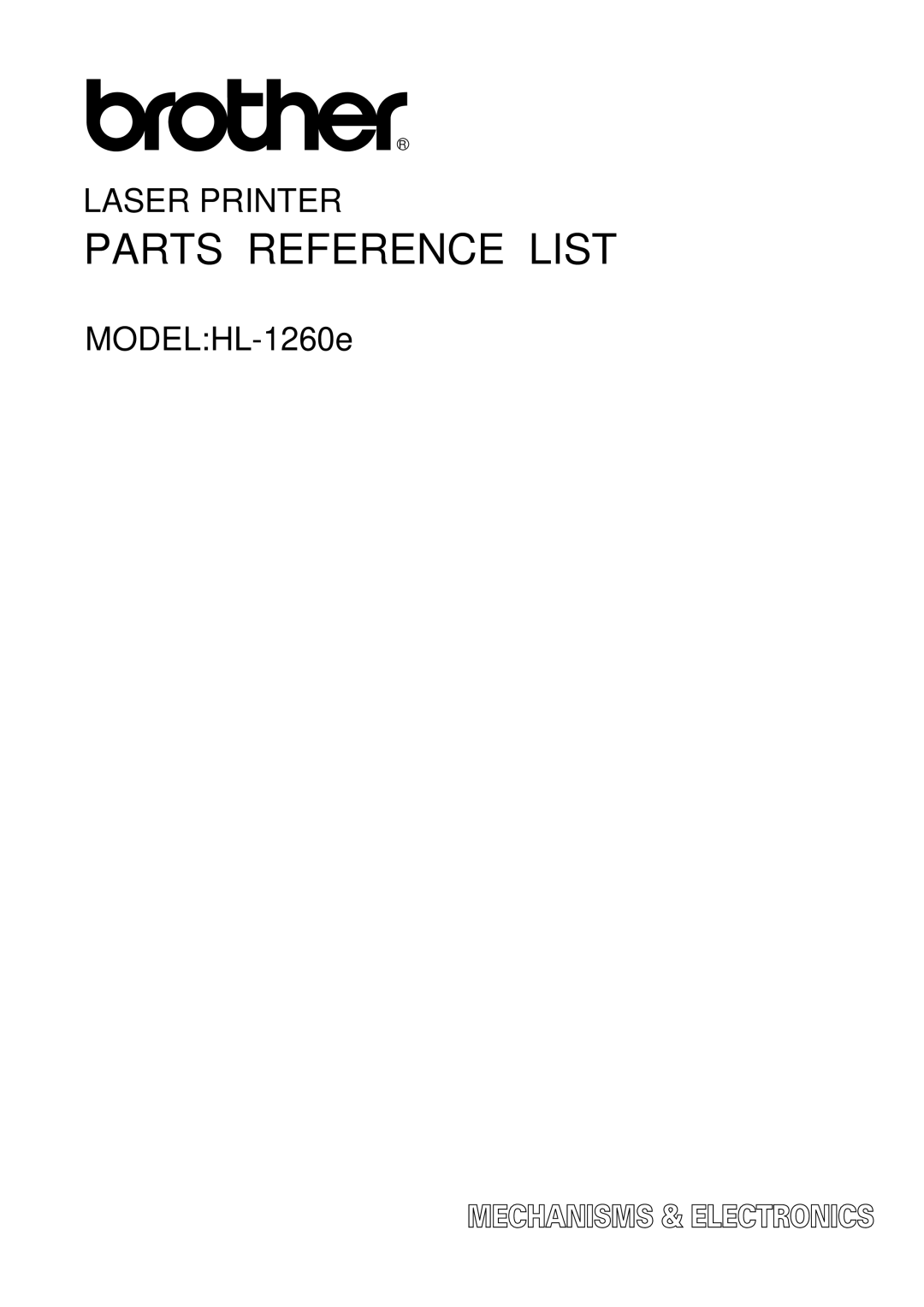 Brother HL-1260 service manual Parts Reference List 