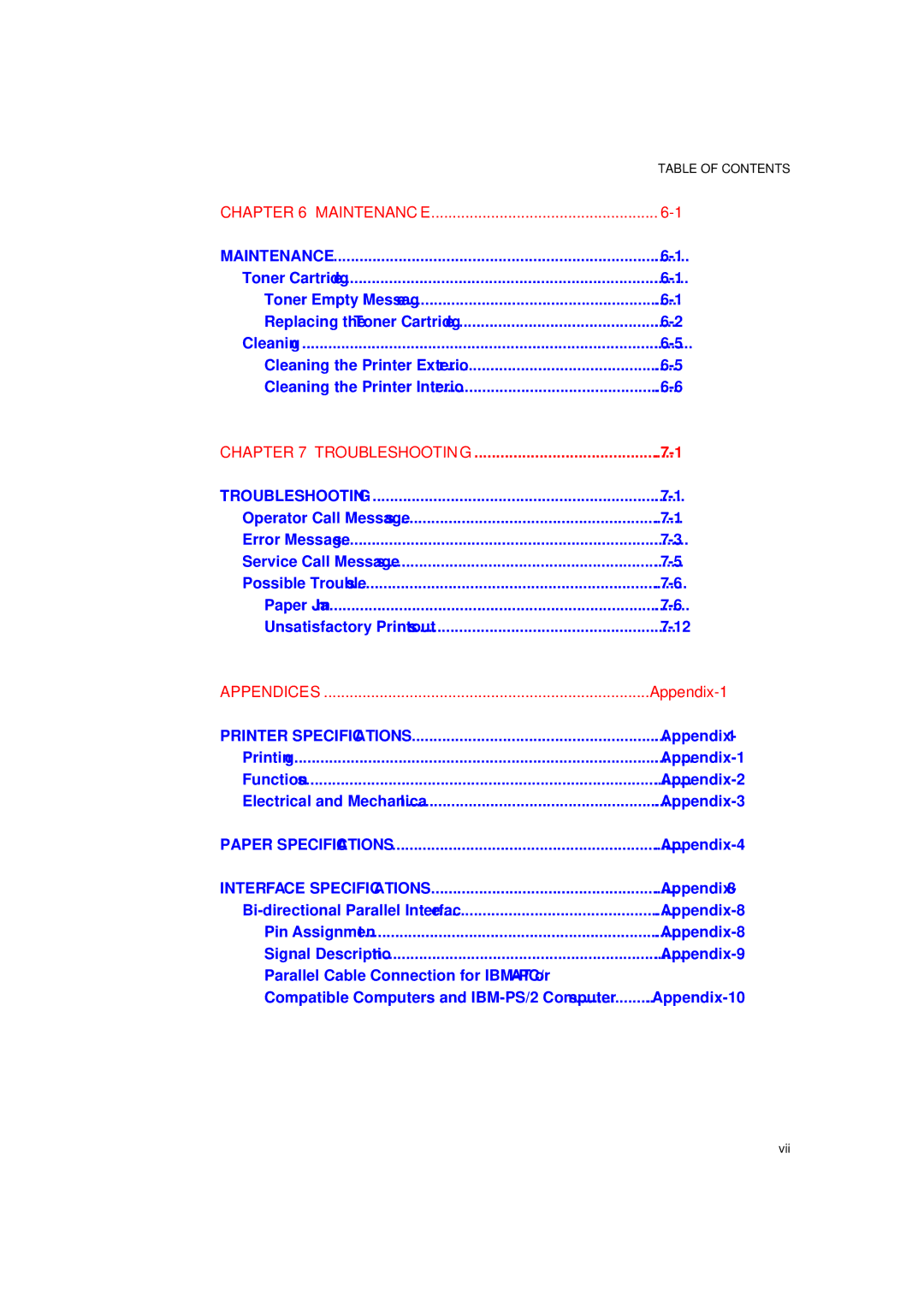 Brother HL-1260 service manual Appendix-1 