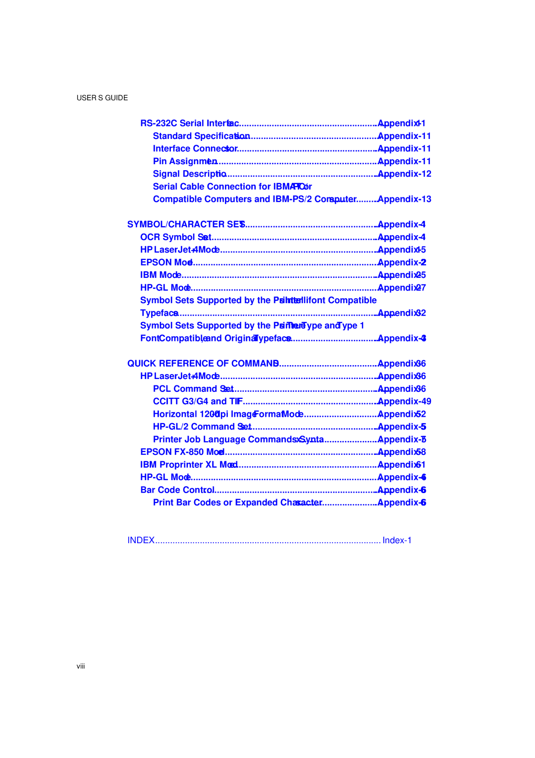 Brother HL-1260 service manual Index 