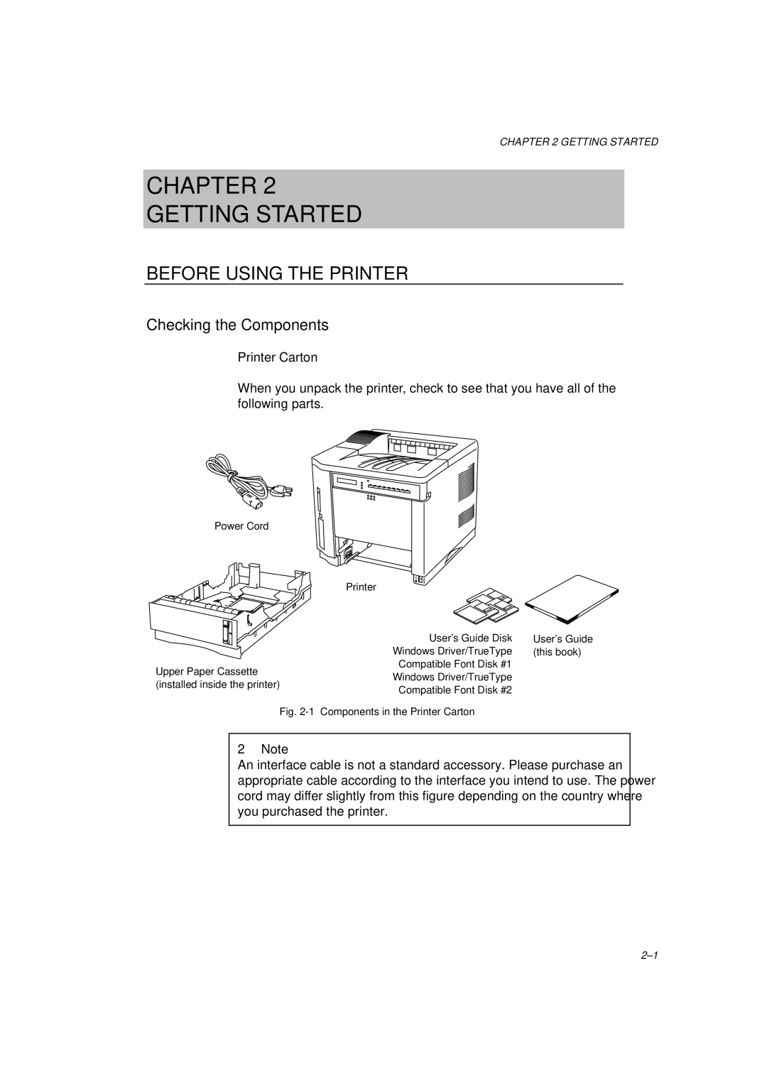 Brother HL-1260 service manual Before Using the Printer, Checking the Components, Printer Carton 