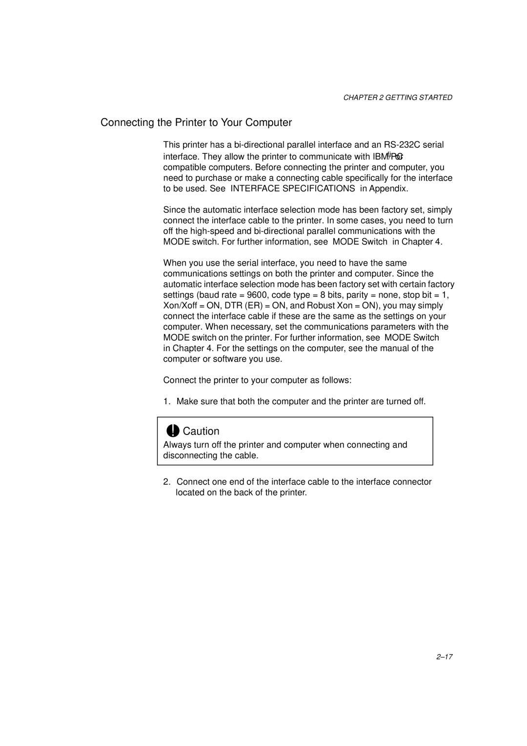 Brother HL-1260 service manual Connecting the Printer to Your Computer 