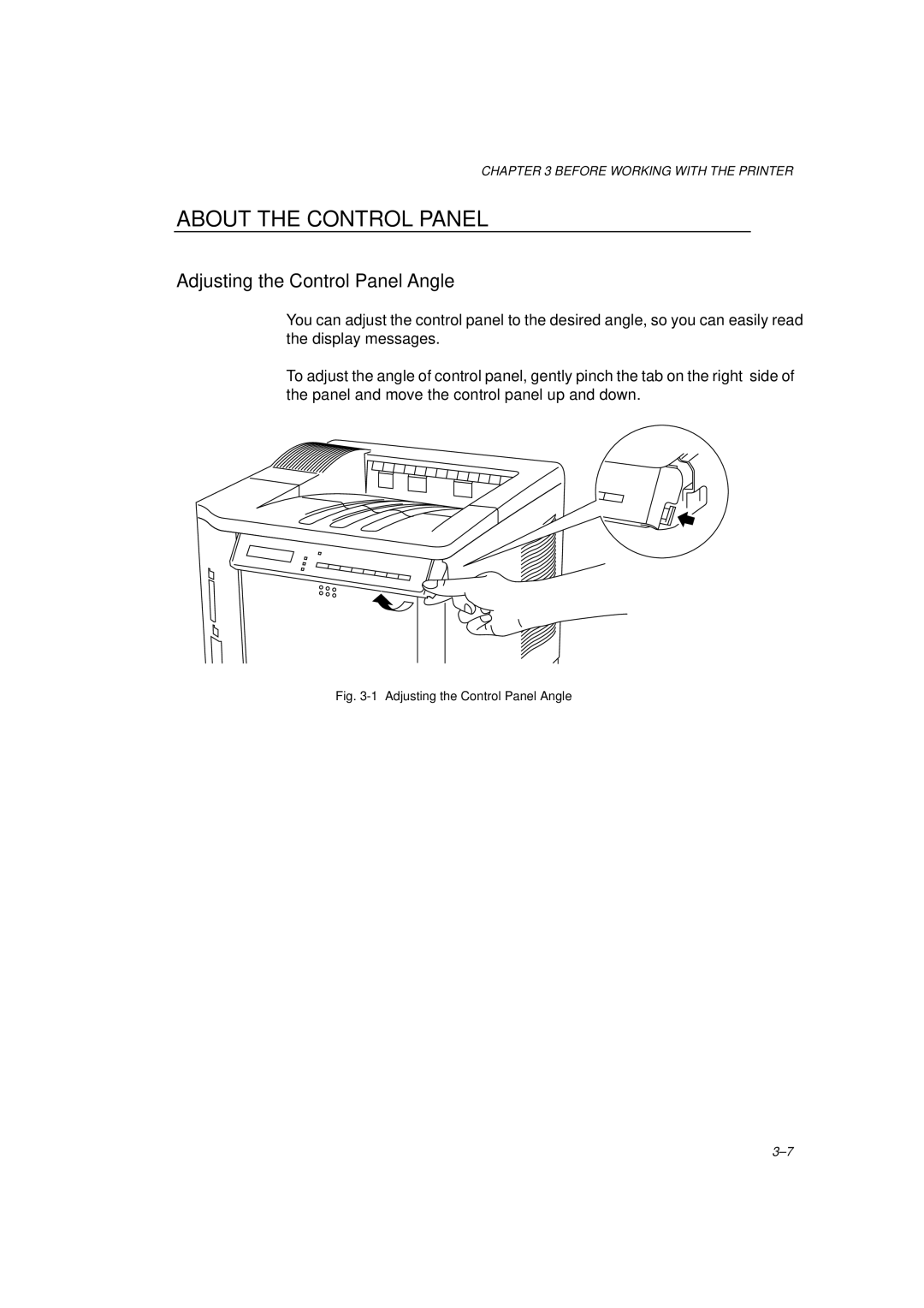 Brother HL-1260 service manual About the Control Panel, Adjusting the Control Panel Angle 