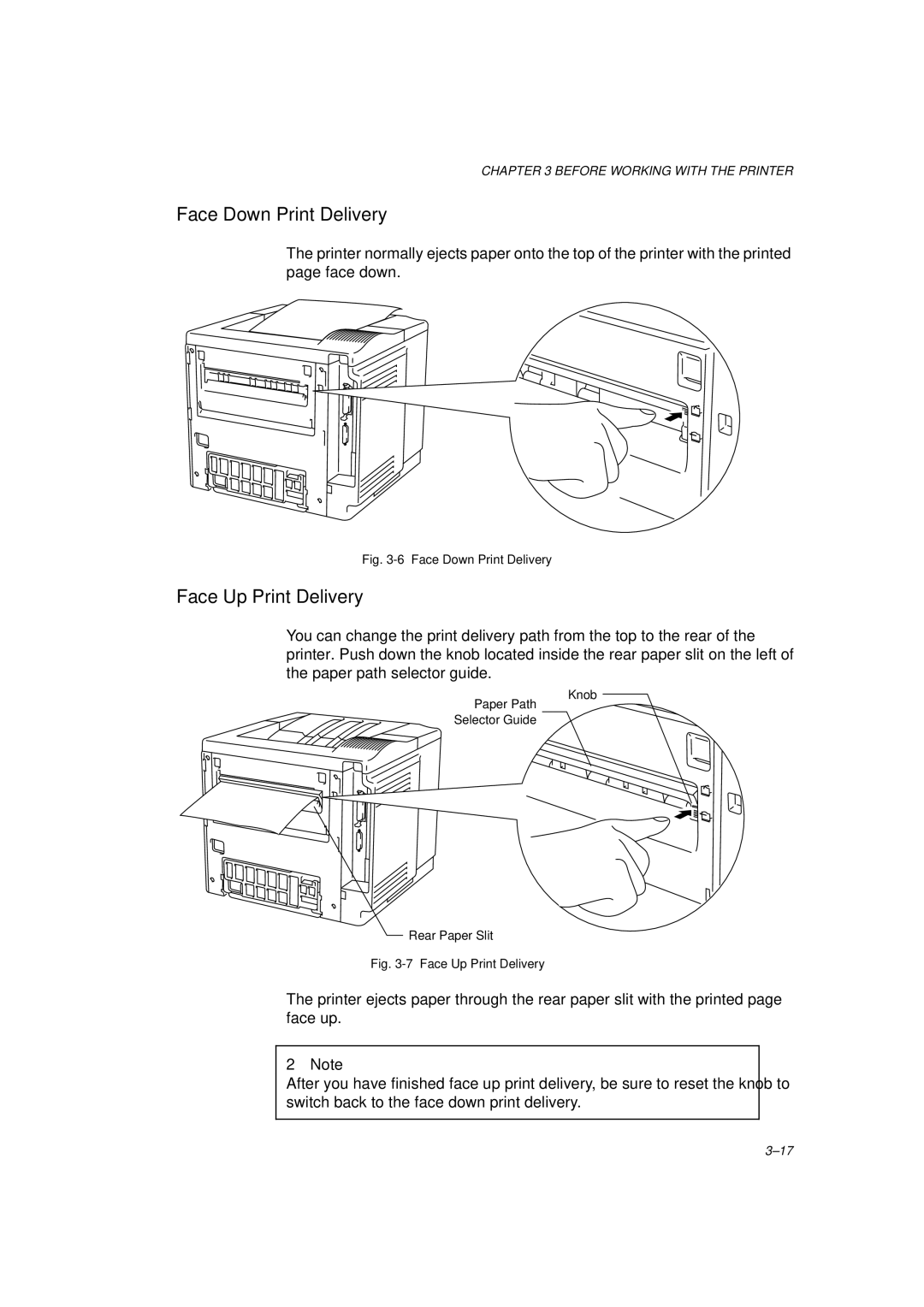 Brother HL-1260 service manual Face Down Print Delivery, Face Up Print Delivery 