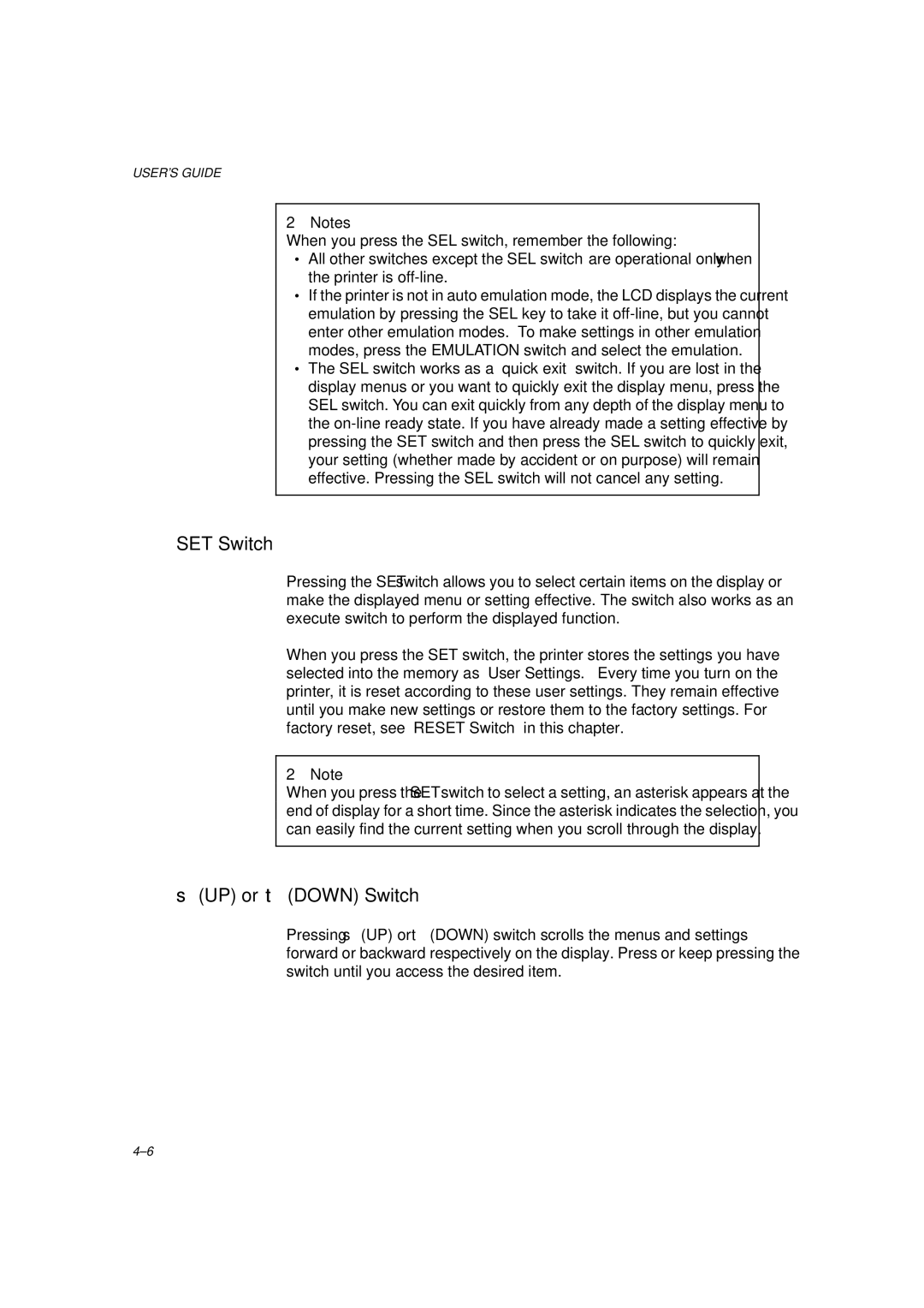 Brother HL-1260 service manual SET Switch, UP or Down Switch 