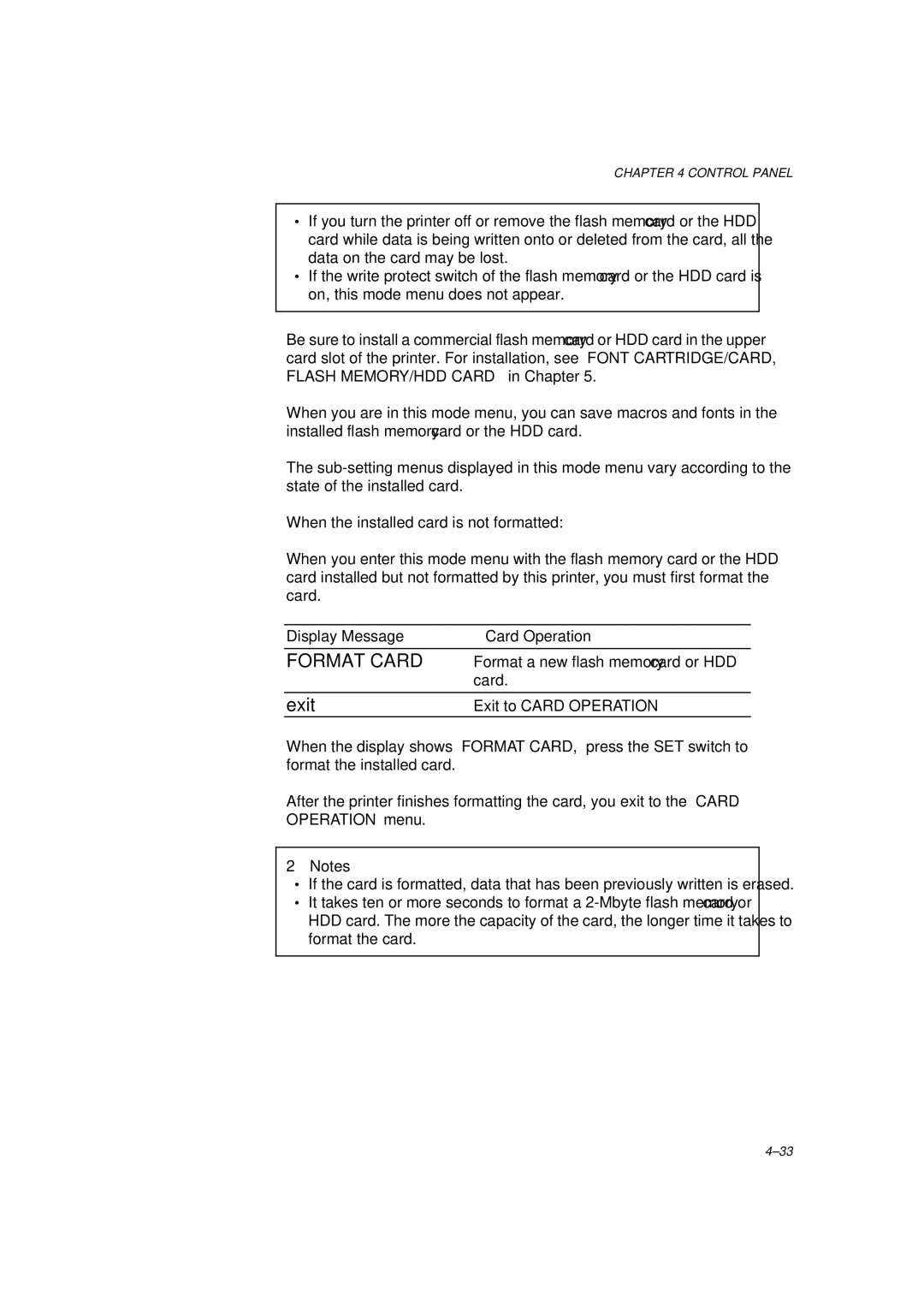 Brother HL-1260 service manual Format Card 