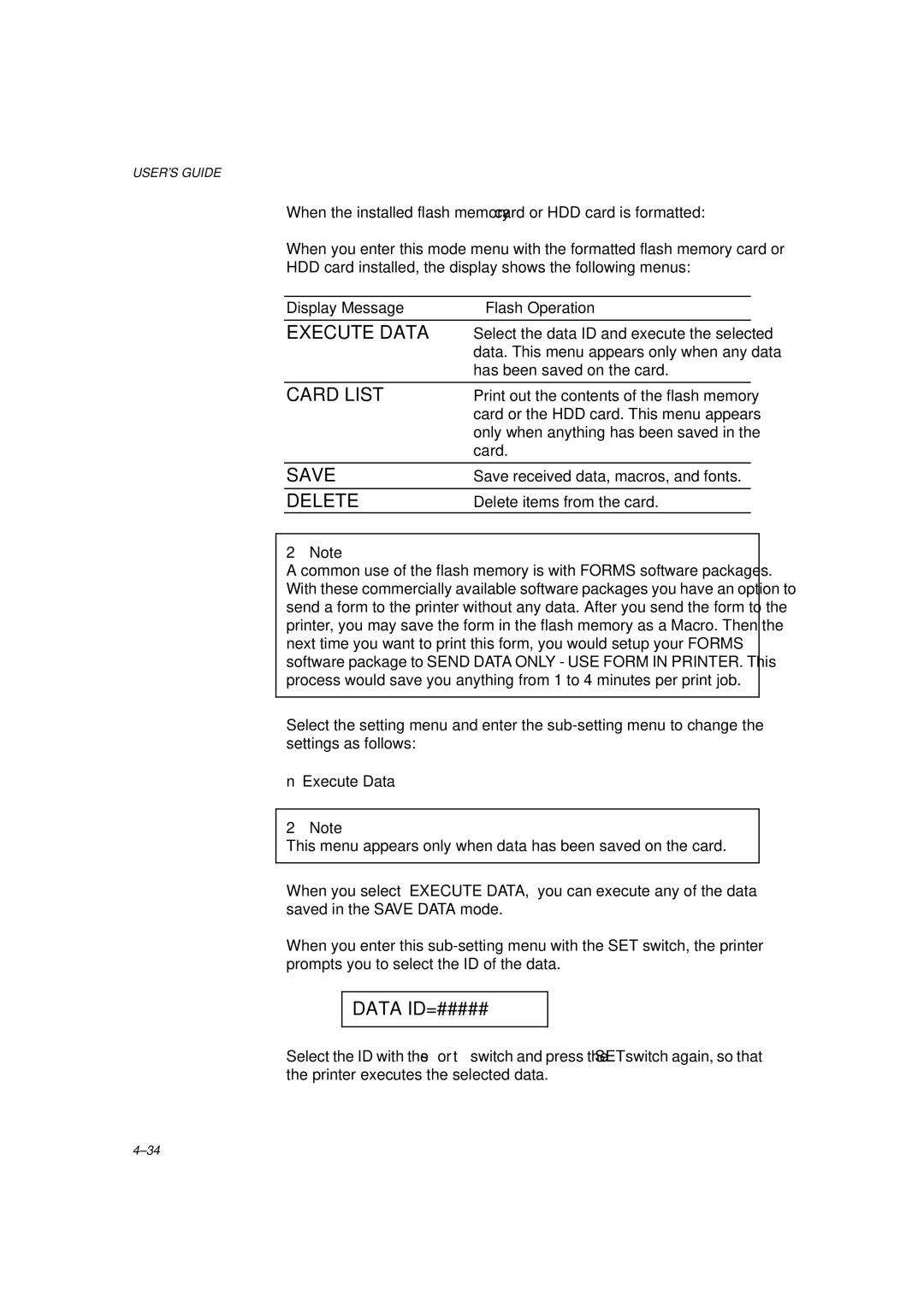 Brother HL-1260 service manual Card List, Save, Delete 