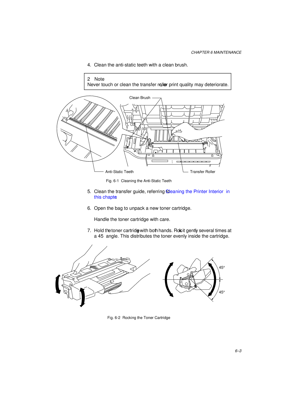 Brother HL-1260 service manual Cleaning the Anti-Static Teeth 