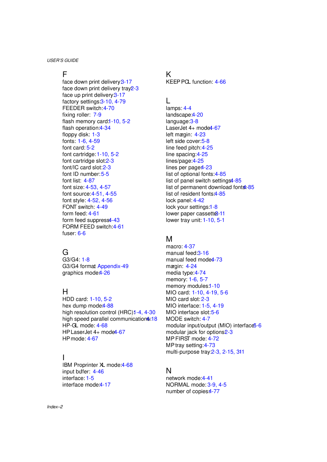 Brother HL-1260 service manual Index-2 