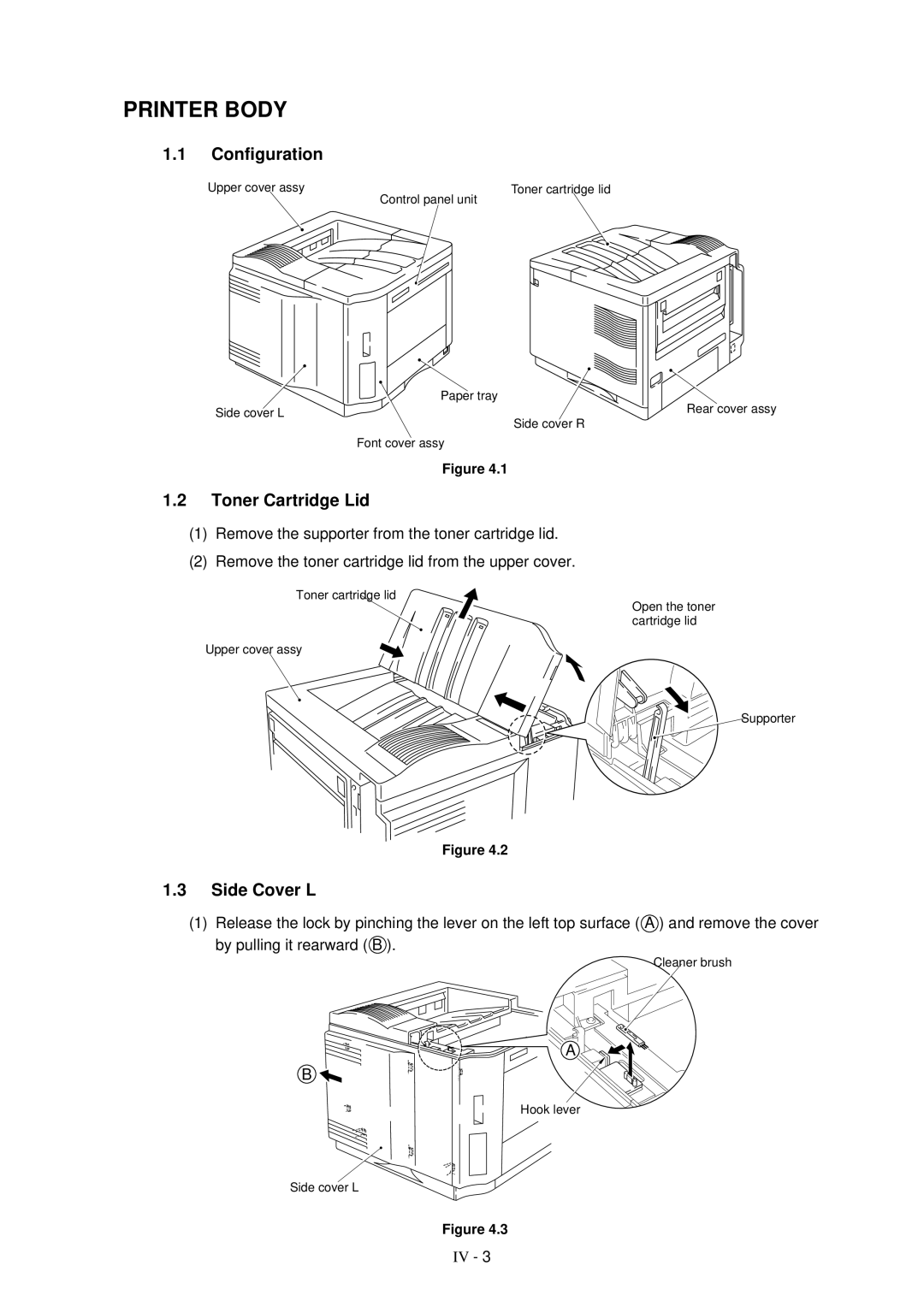 Brother HL-1260 service manual Printer Body, Configuration, Toner Cartridge Lid, Side Cover L 