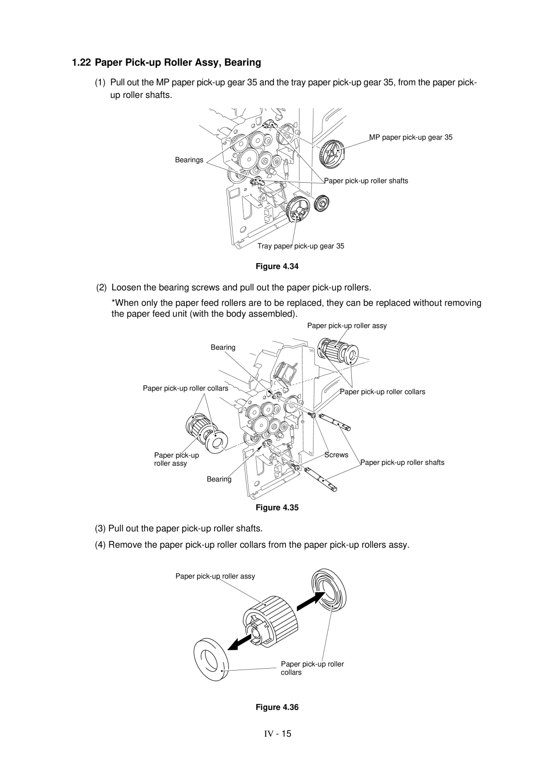 Brother HL-1260 service manual Paper Pick-up Roller Assy, Bearing 