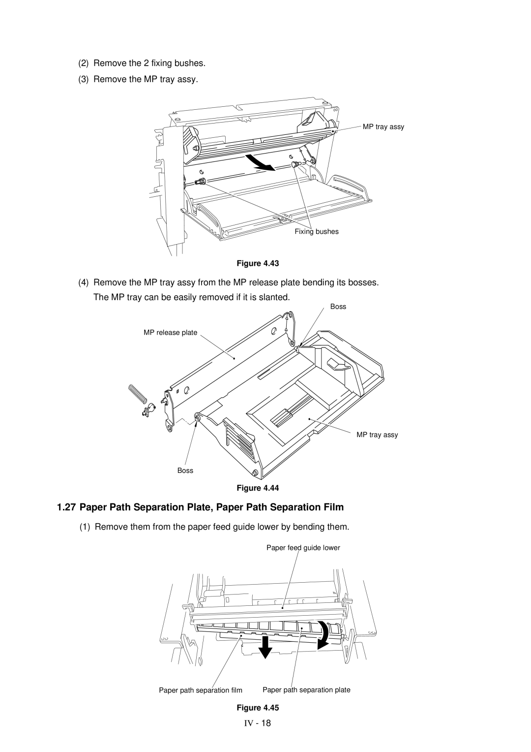 Brother HL-1260 service manual Paper Path Separation Plate, Paper Path Separation Film 