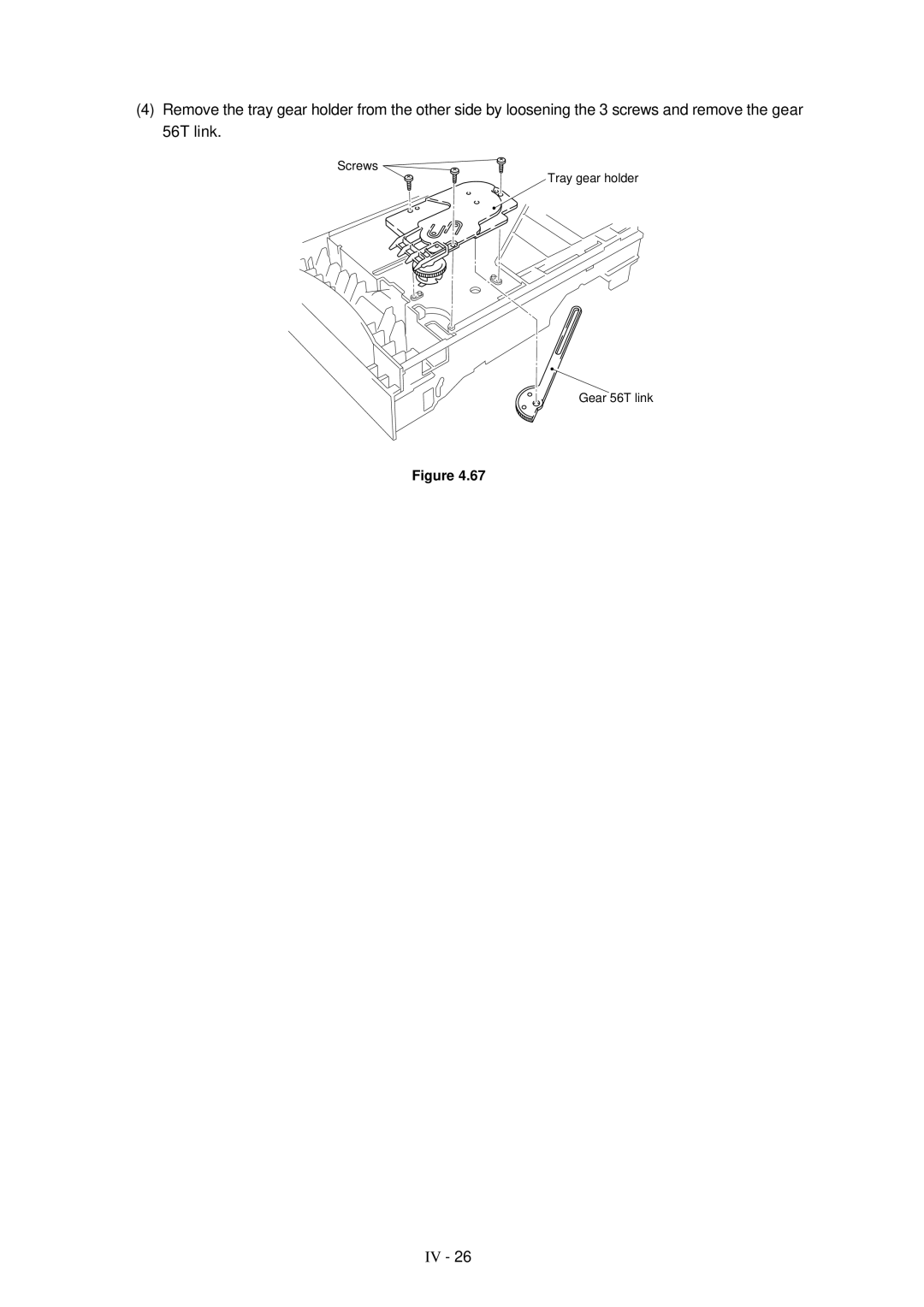 Brother HL-1260 service manual Screws Tray gear holder Gear 56T link 