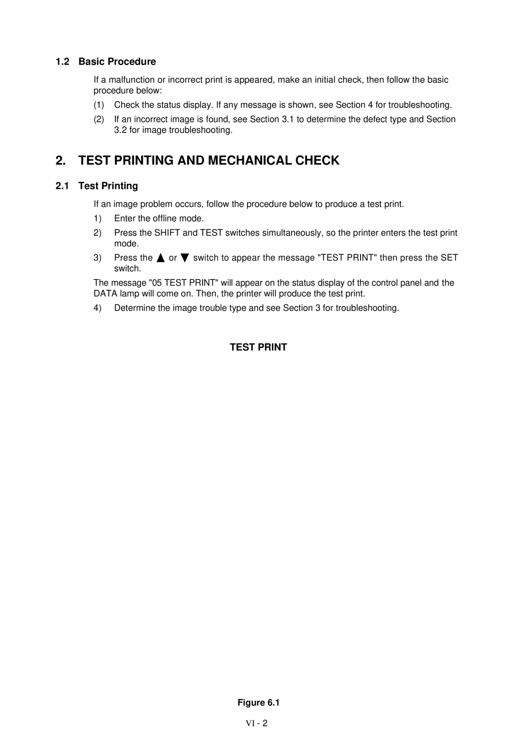 Brother HL-1260 service manual Test Printing and Mechanical Check, Basic Procedure 