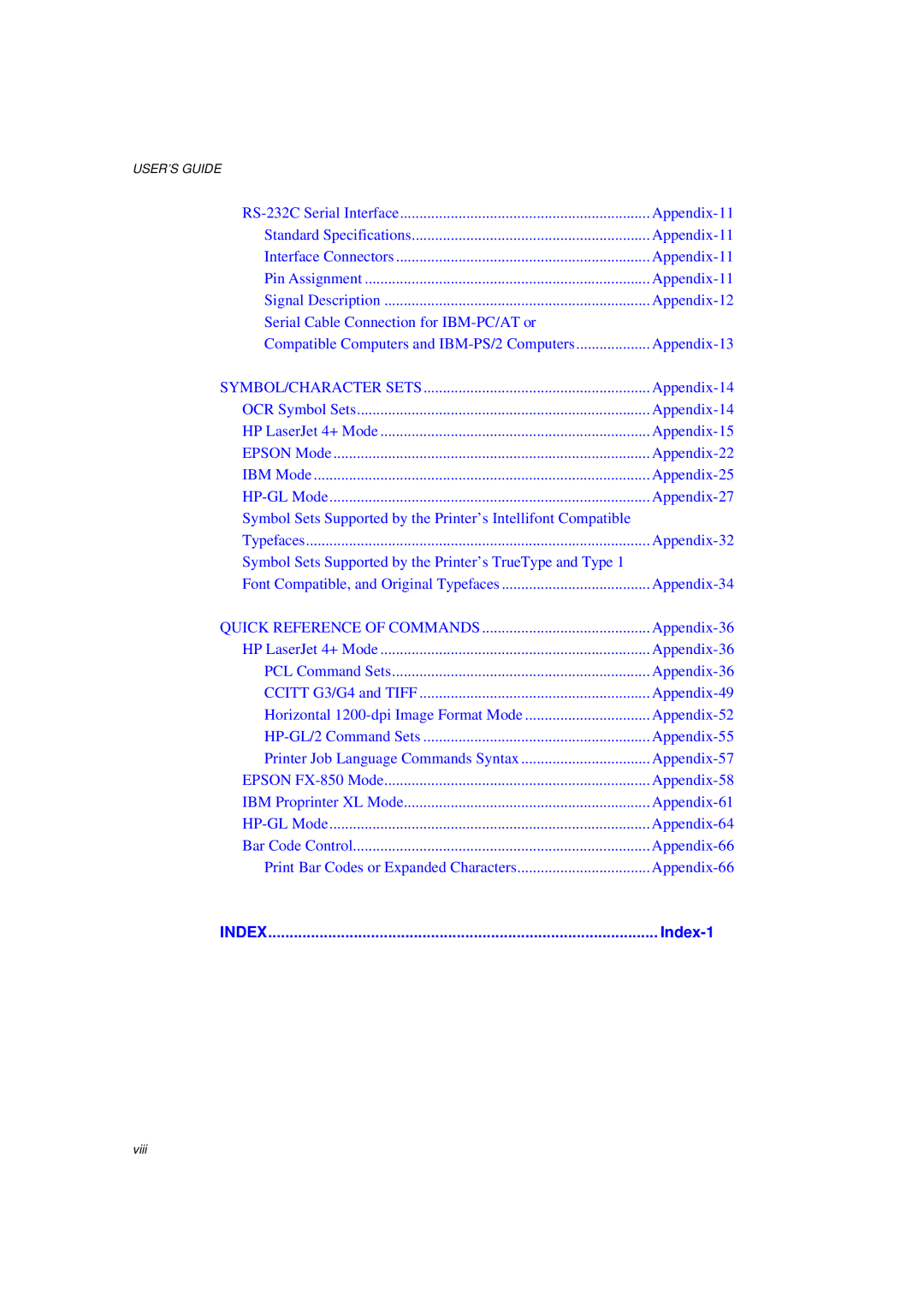 Brother HL-1260E manual Index 