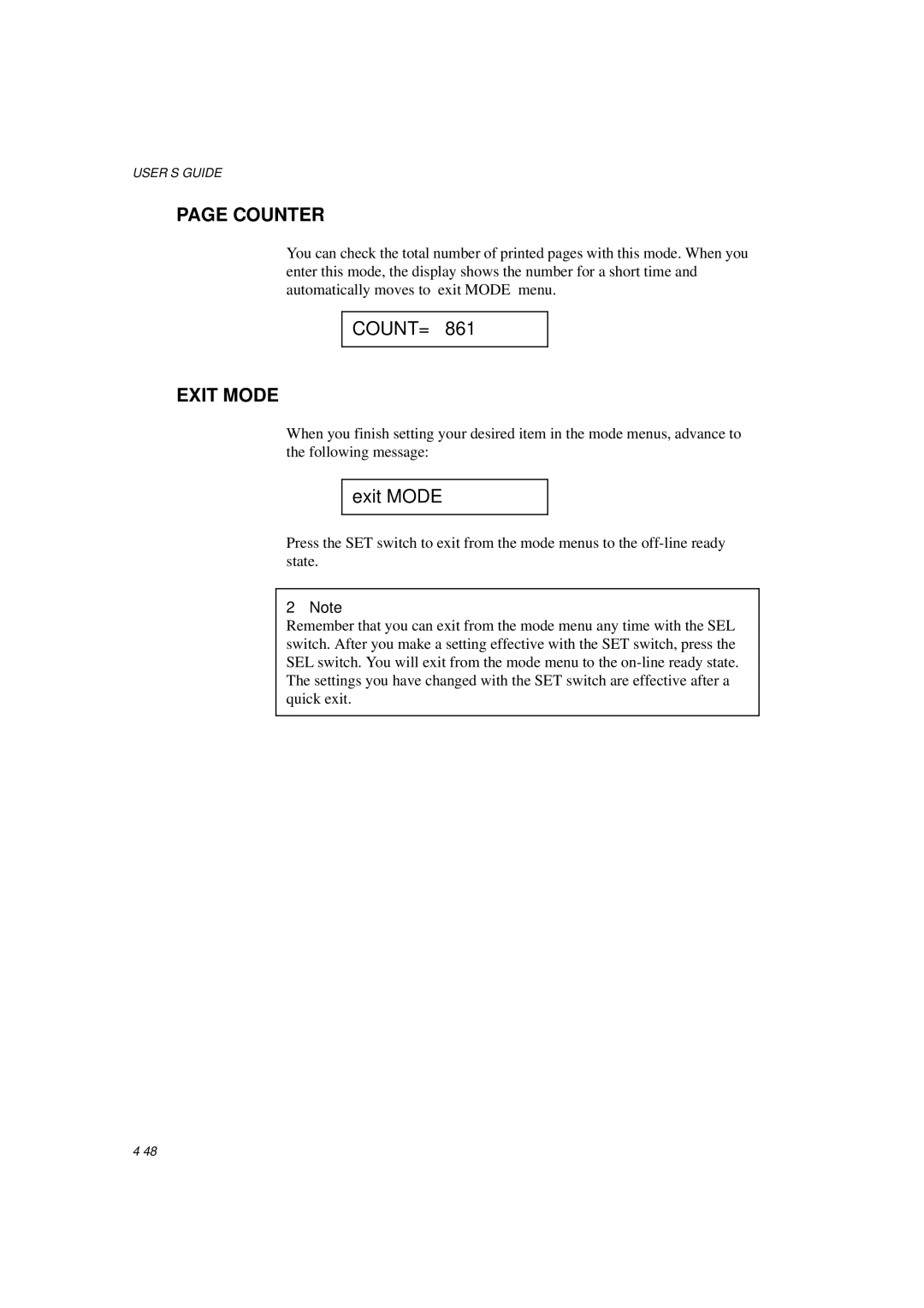 Brother HL-1260E manual Counter, Count= 