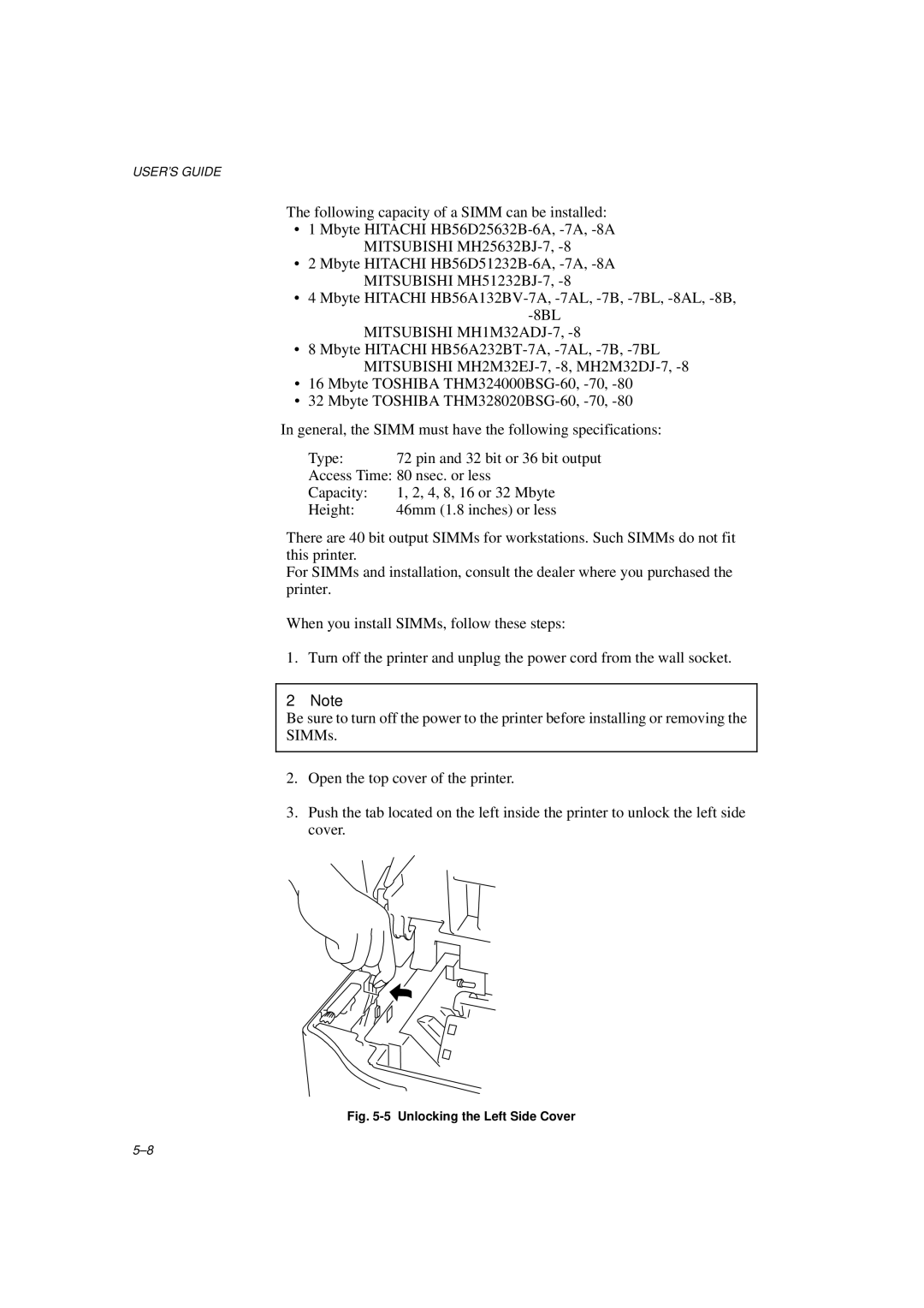 Brother HL-1260E manual Mitsubishi MH1M32ADJ-7 