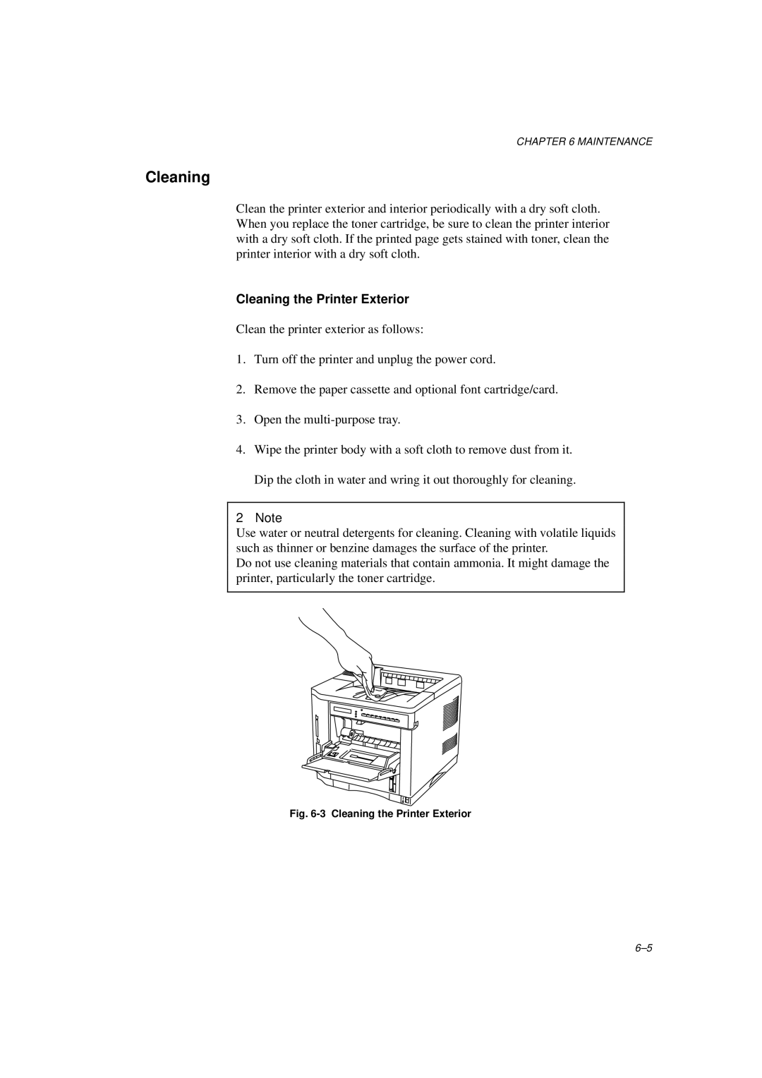 Brother HL-1260E manual Cleaning the Printer Exterior 