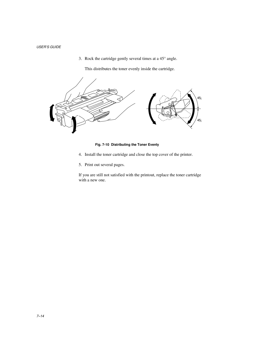 Brother HL-1260E manual Distributing the Toner Evenly 