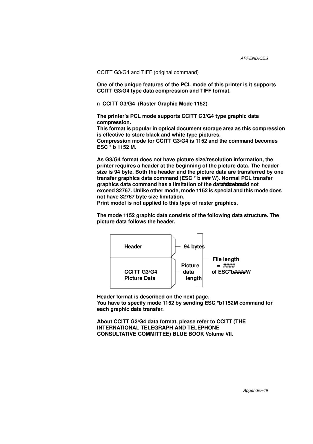 Brother HL-1260E manual Ccitt G3/G4 and Tiff original command 