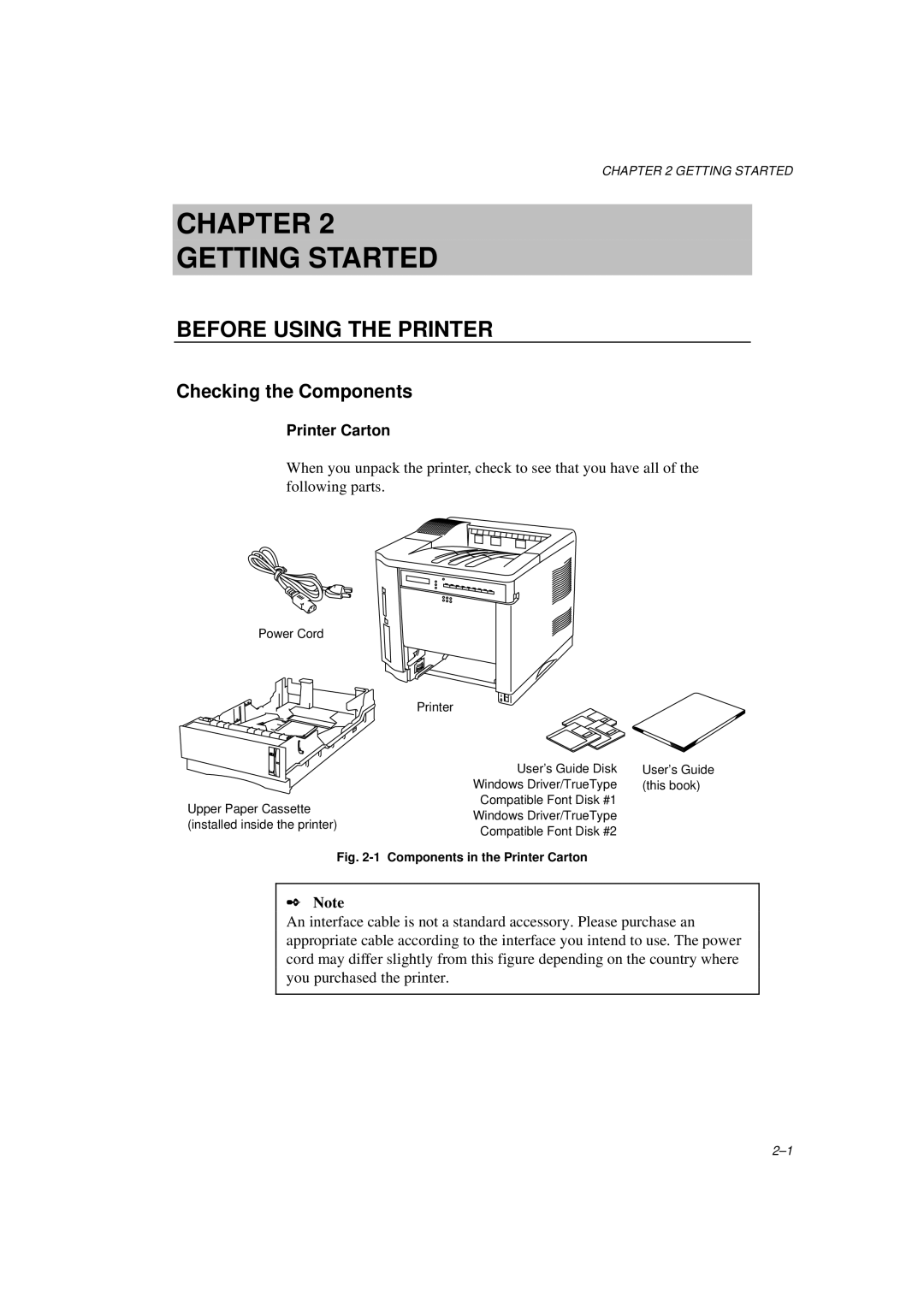 Brother HL-1260E manual Before Using the Printer, Checking the Components, Printer Carton 