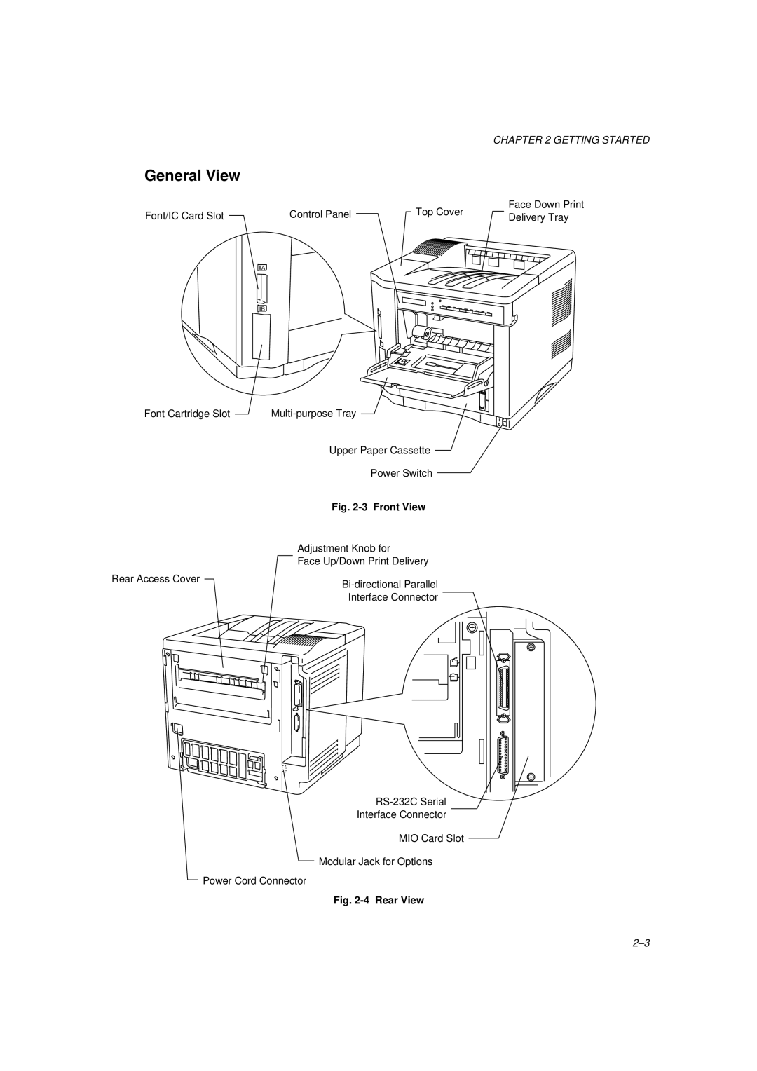 Brother HL-1260E manual General View, Front View 