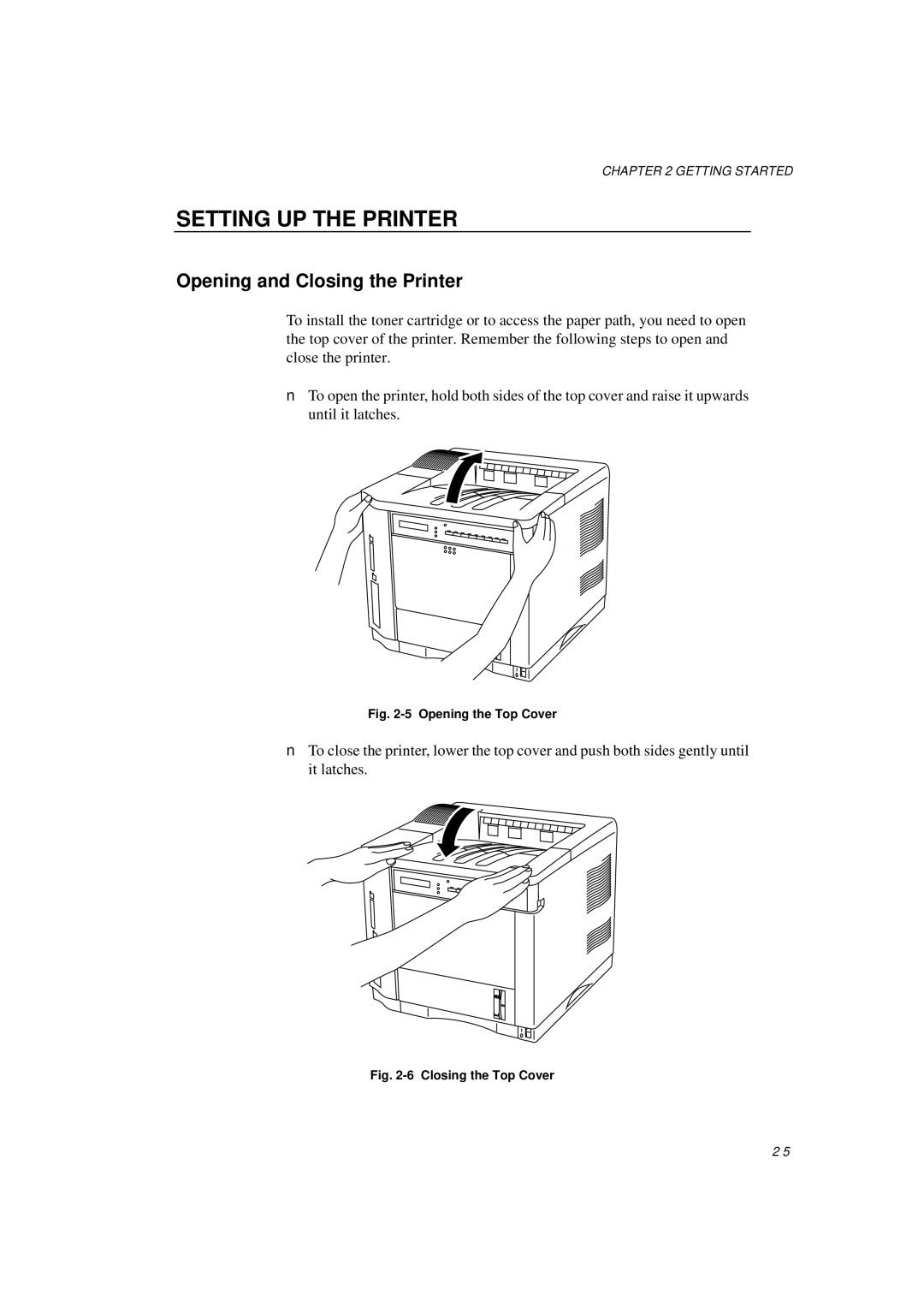 Brother HL-1260E manual Setting UP the Printer, Opening and Closing the Printer 