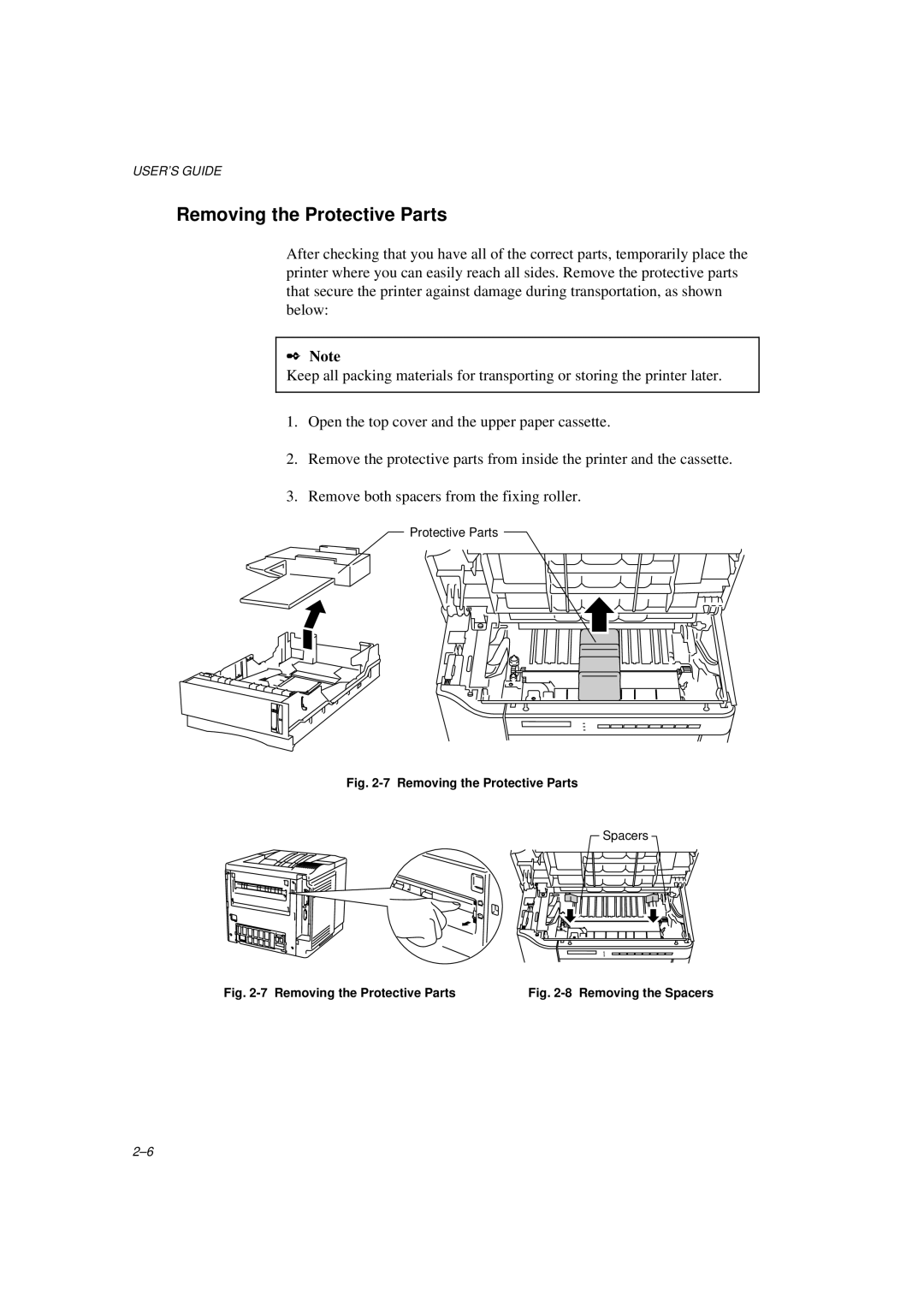 Brother HL-1260E manual Removing the Protective Parts 