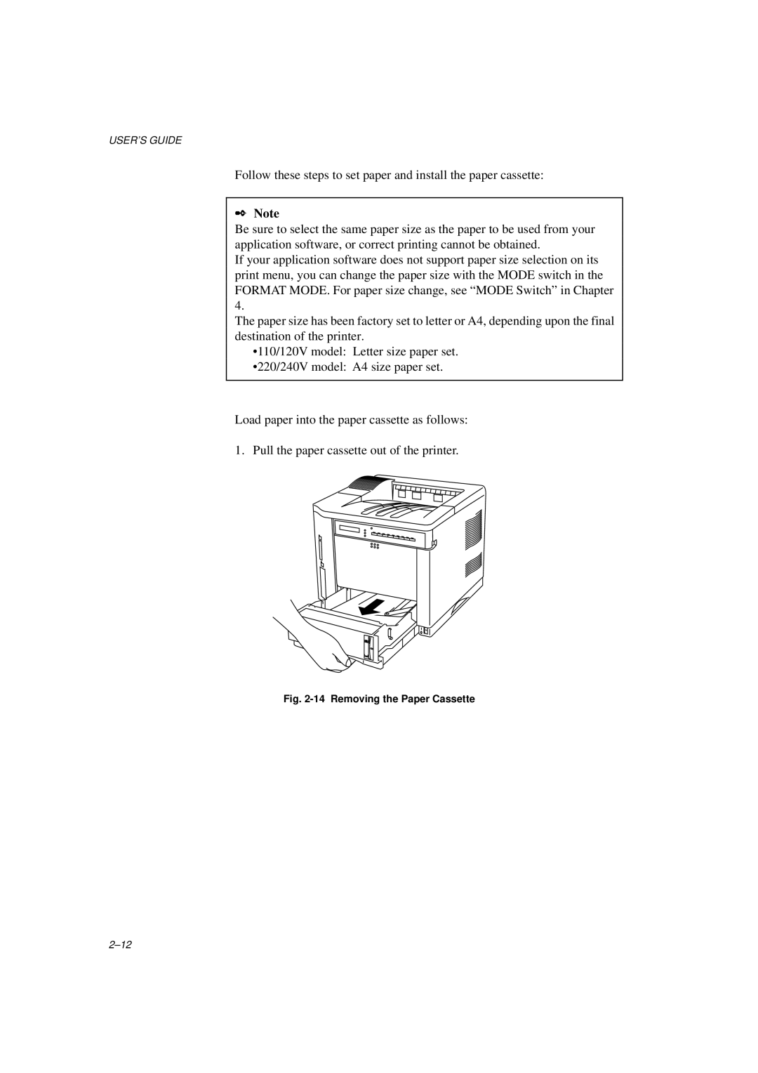 Brother HL-1260E manual Removing the Paper Cassette 