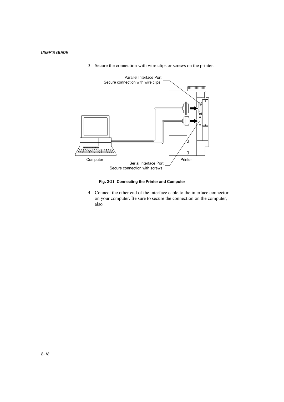 Brother HL-1260E manual Connecting the Printer and Computer 