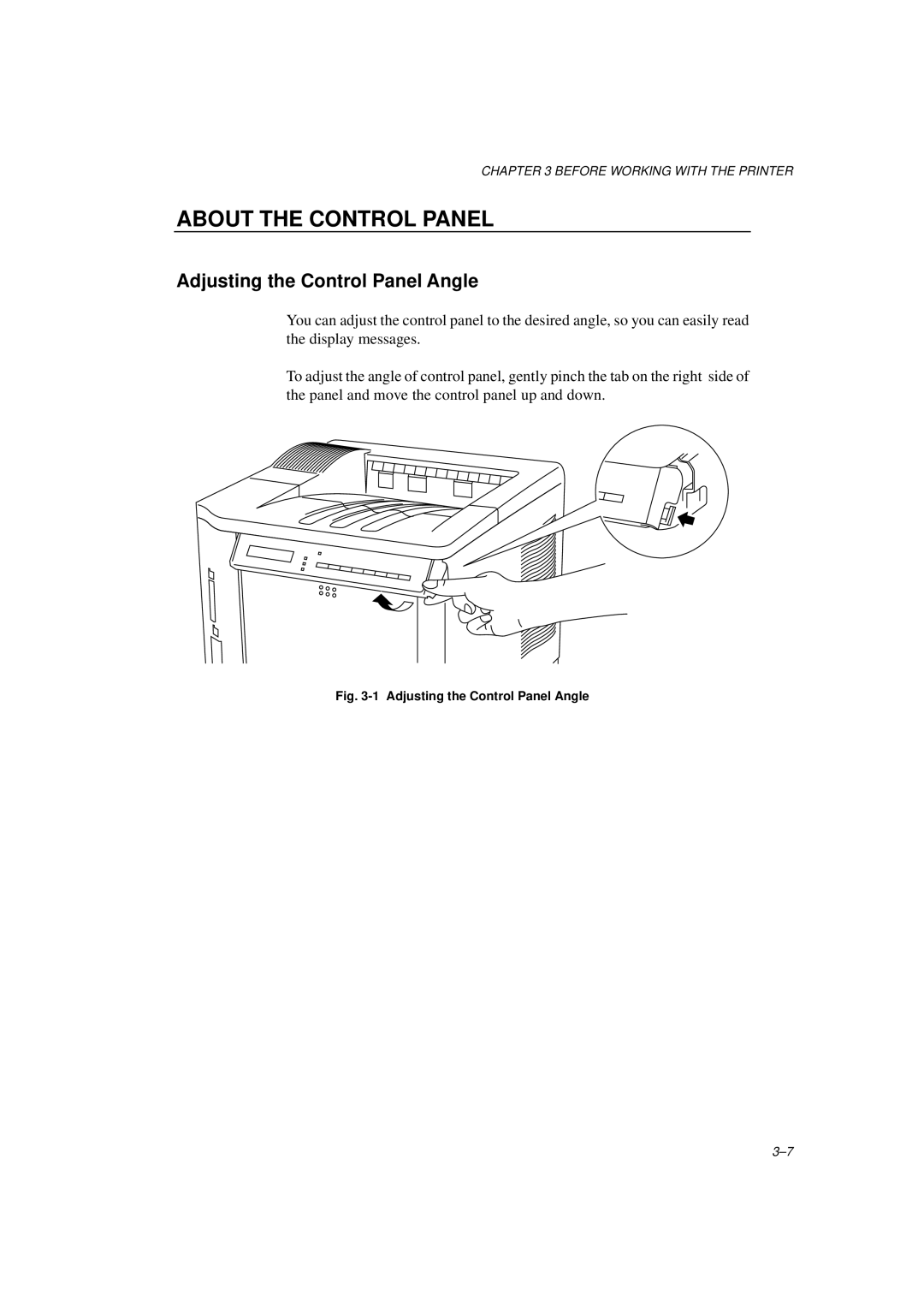 Brother HL-1260E manual About the Control Panel, Adjusting the Control Panel Angle 