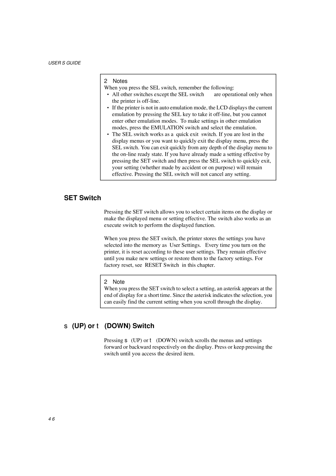 Brother HL-1260E manual SET Switch, UP or Down Switch 