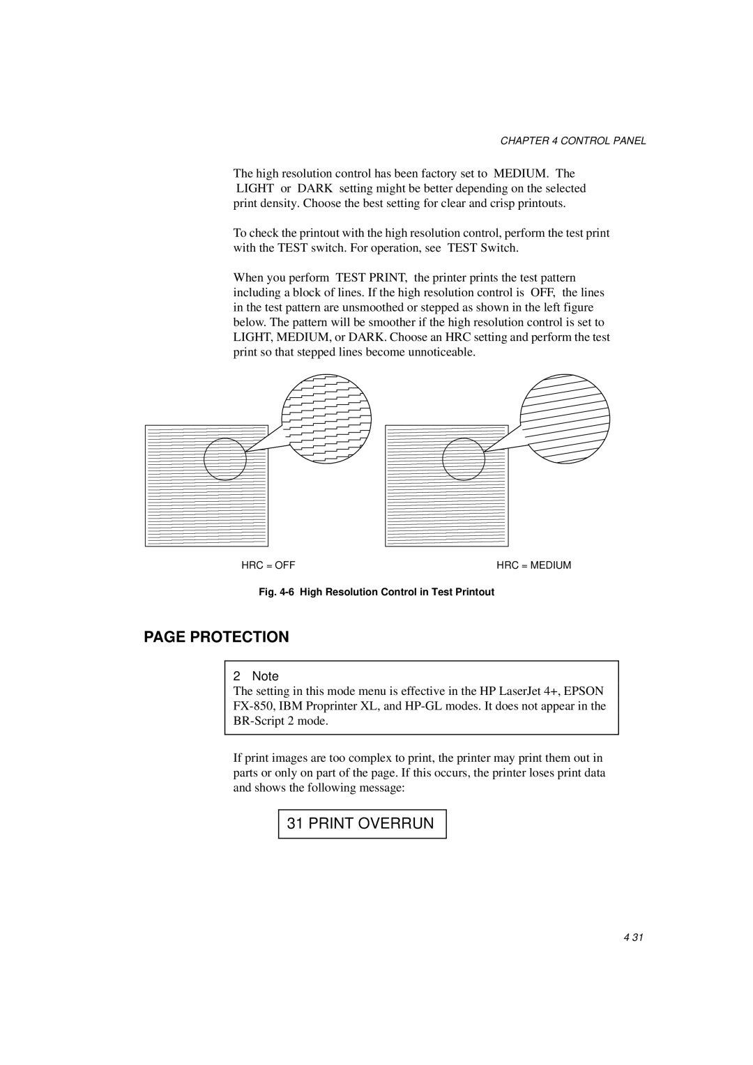 Brother HL-1260E manual Protection, Print Overrun 