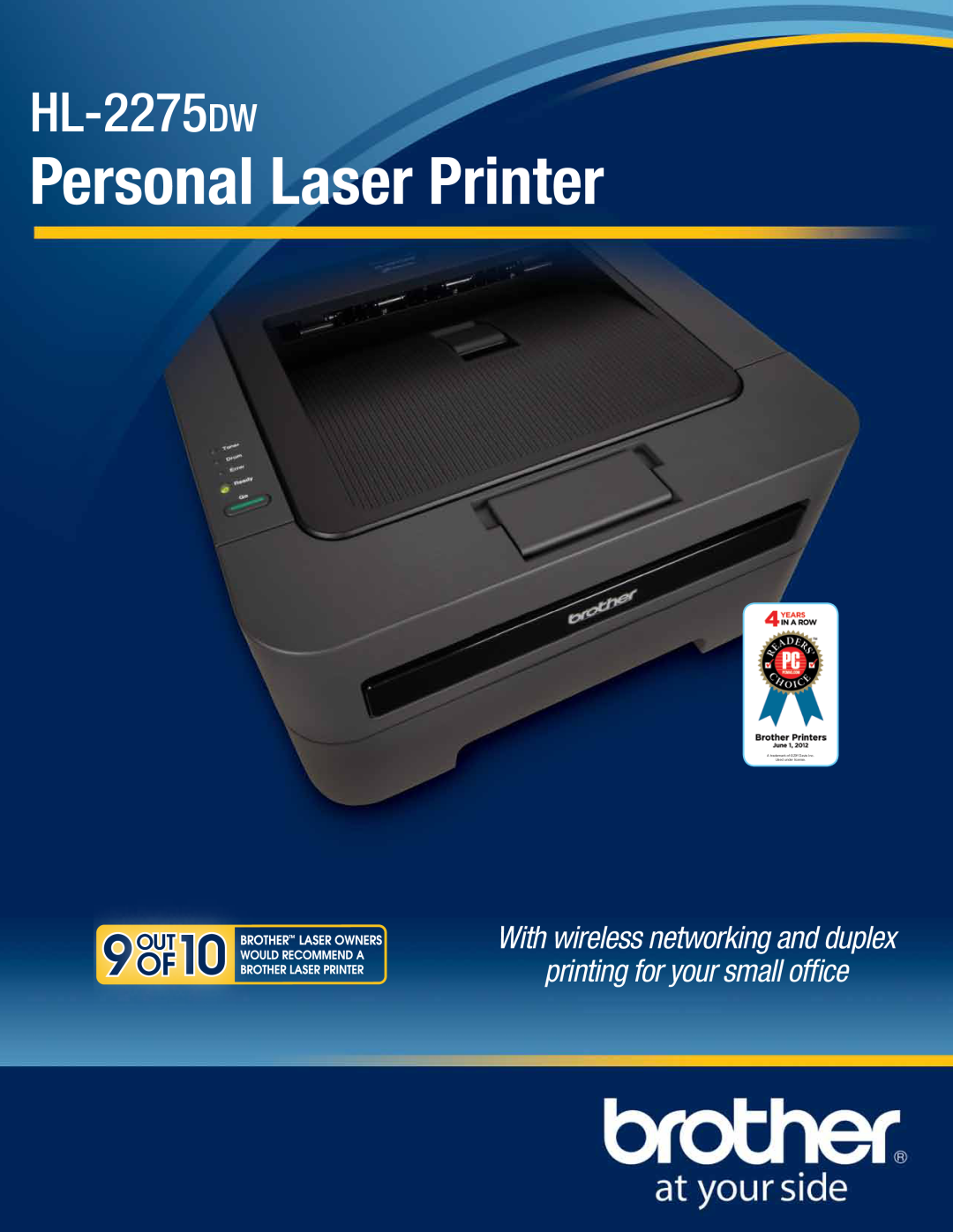 Brother HL-2275DW manual Personal Laser Printer, HL-2275dw, A trademark of Ziff Davis Inc Used under license 