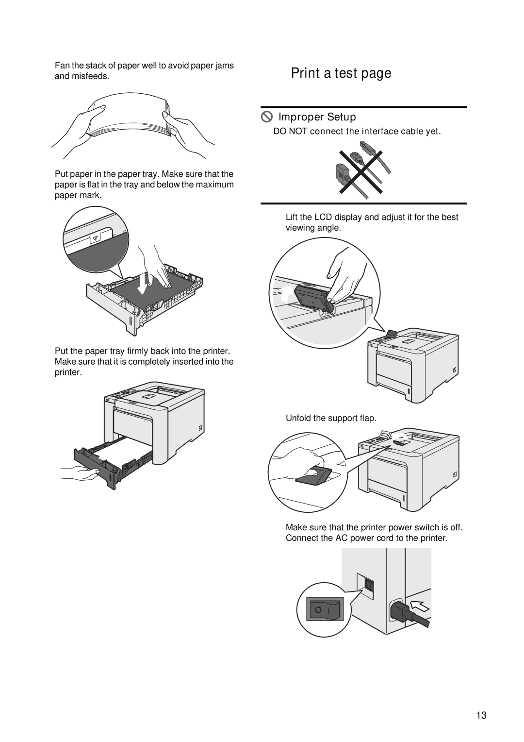 Brother HL-4070CDW setup guide Print a test, Do not connect the interface cable yet 