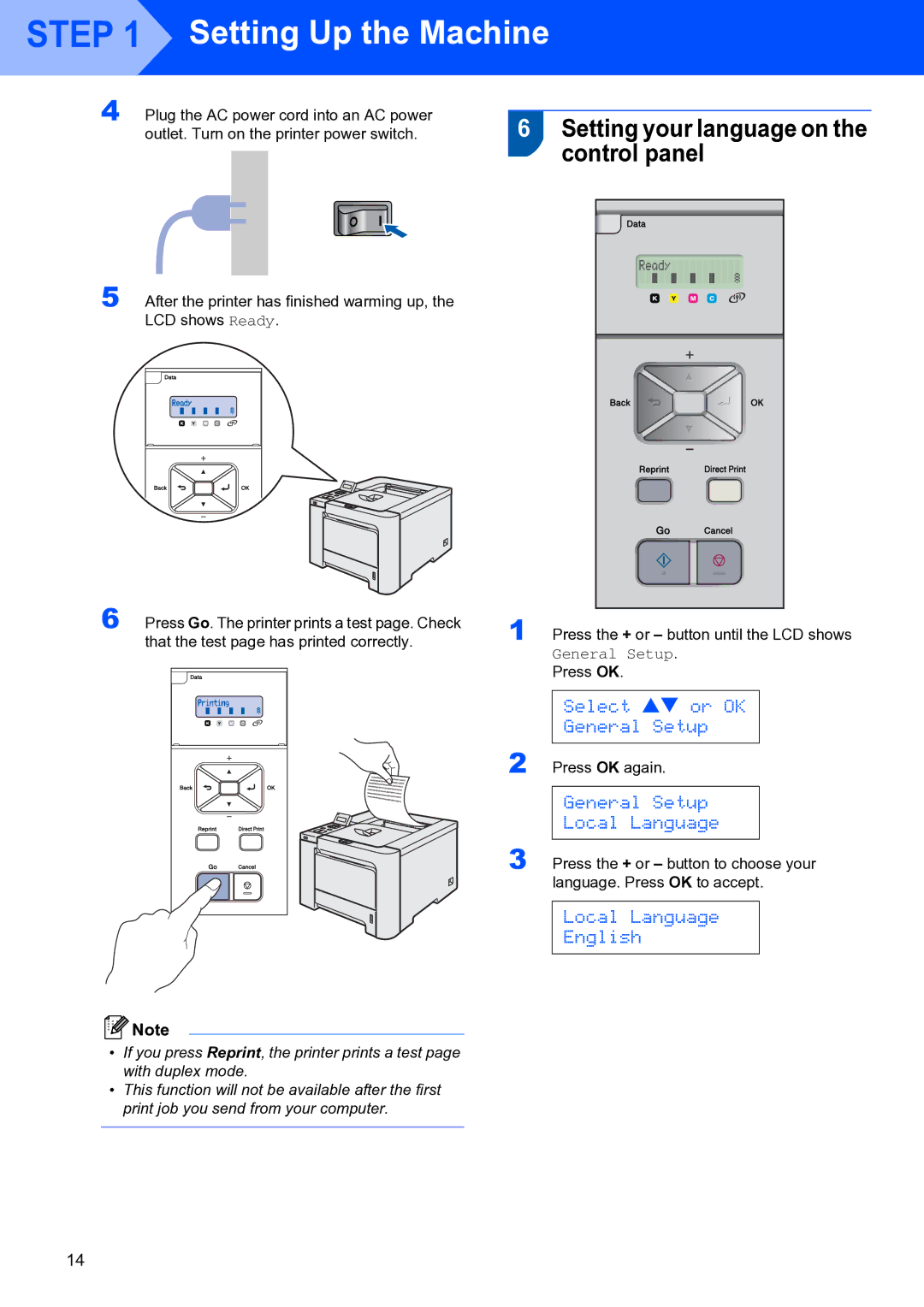 Brother HL-4070CDW setup guide Setting your language on the control panel 