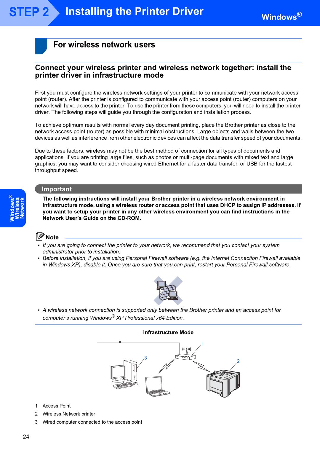 Brother HL-4070CDW setup guide For wireless network users, Infrastructure Mode 