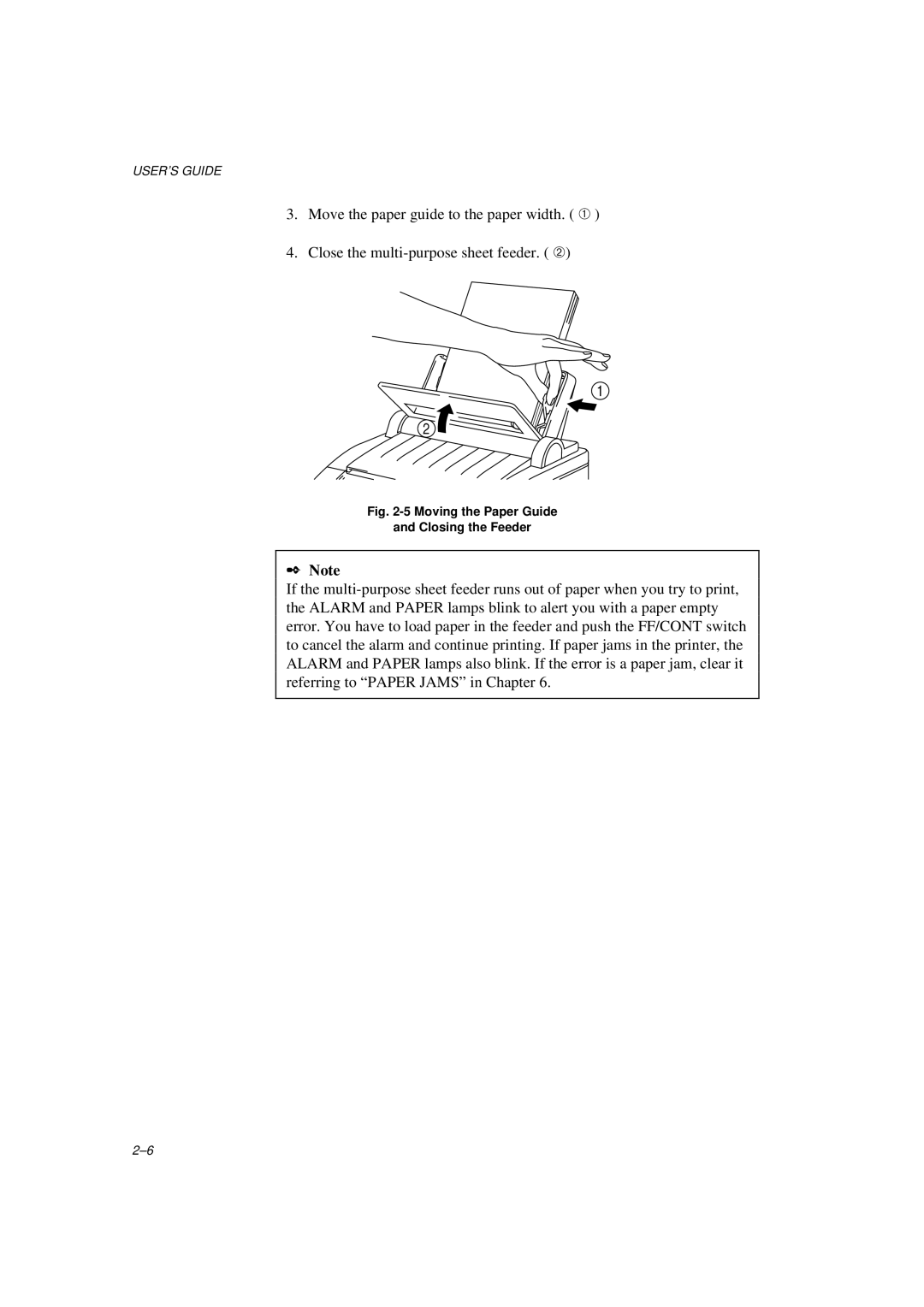 Brother HL-600 manual Moving the Paper Guide Closing the Feeder 