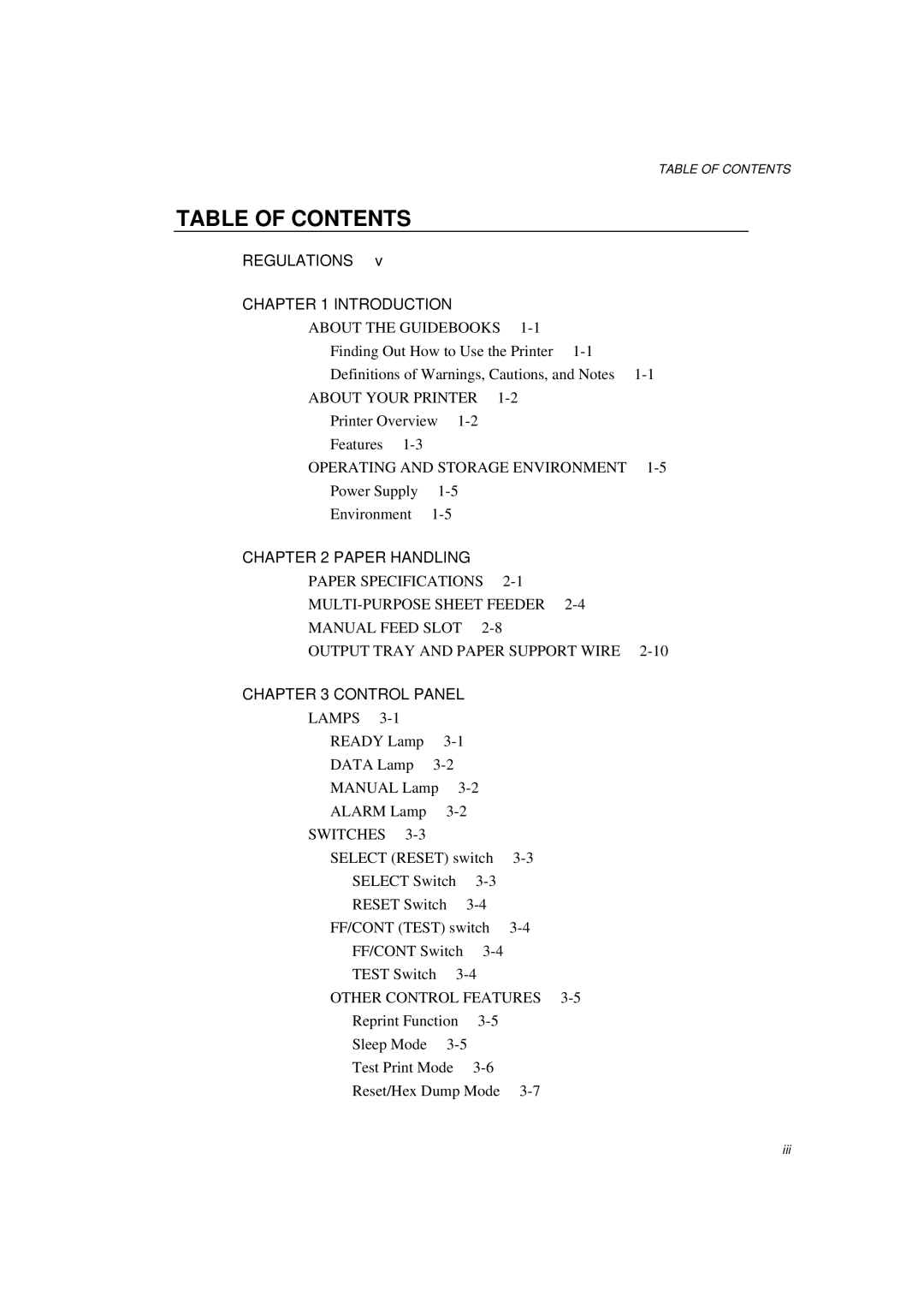 Brother HL-600 manual Table of Contents 