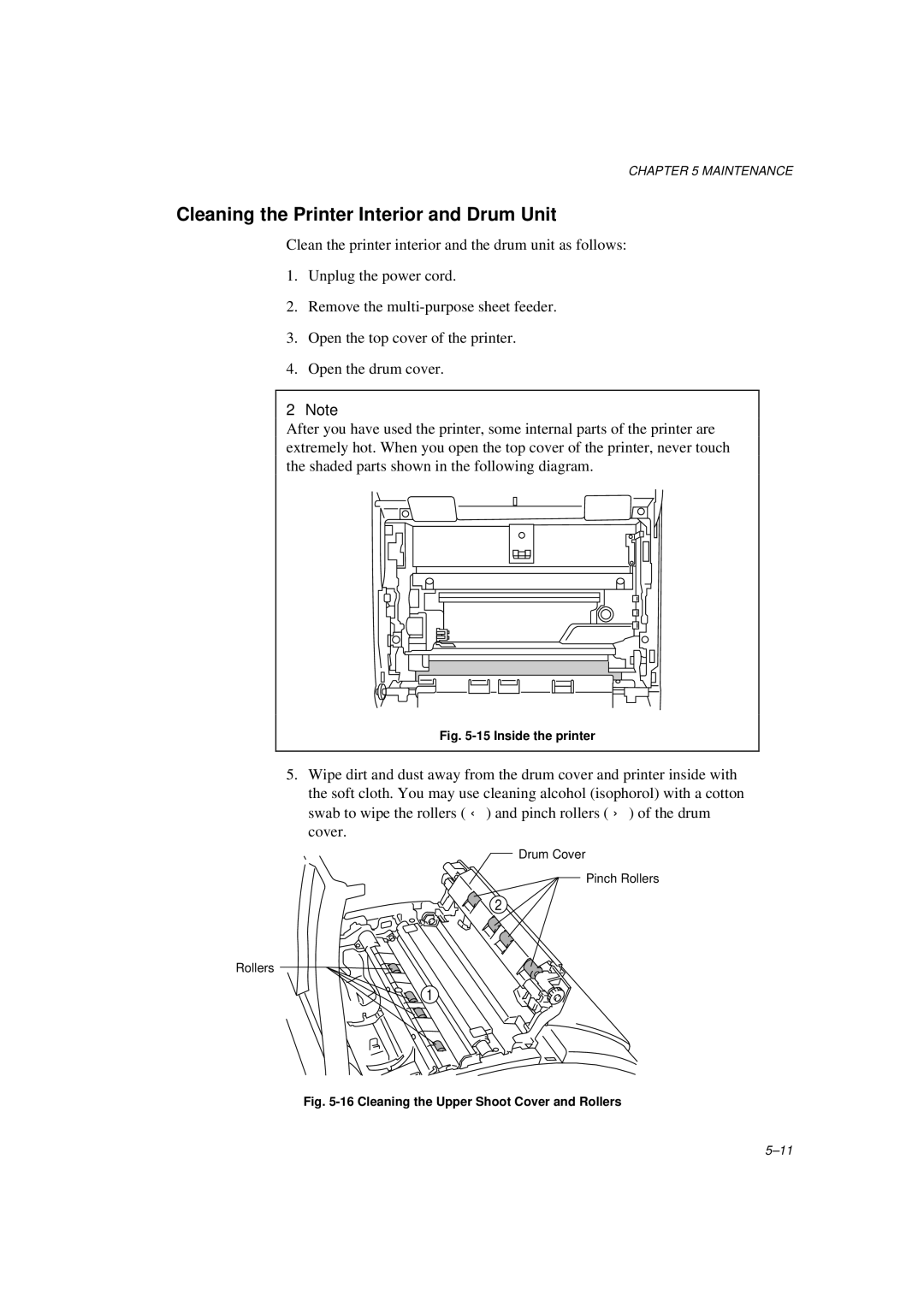 Brother HL-600 manual Cleaning the Printer Interior and Drum Unit, Inside the printer 