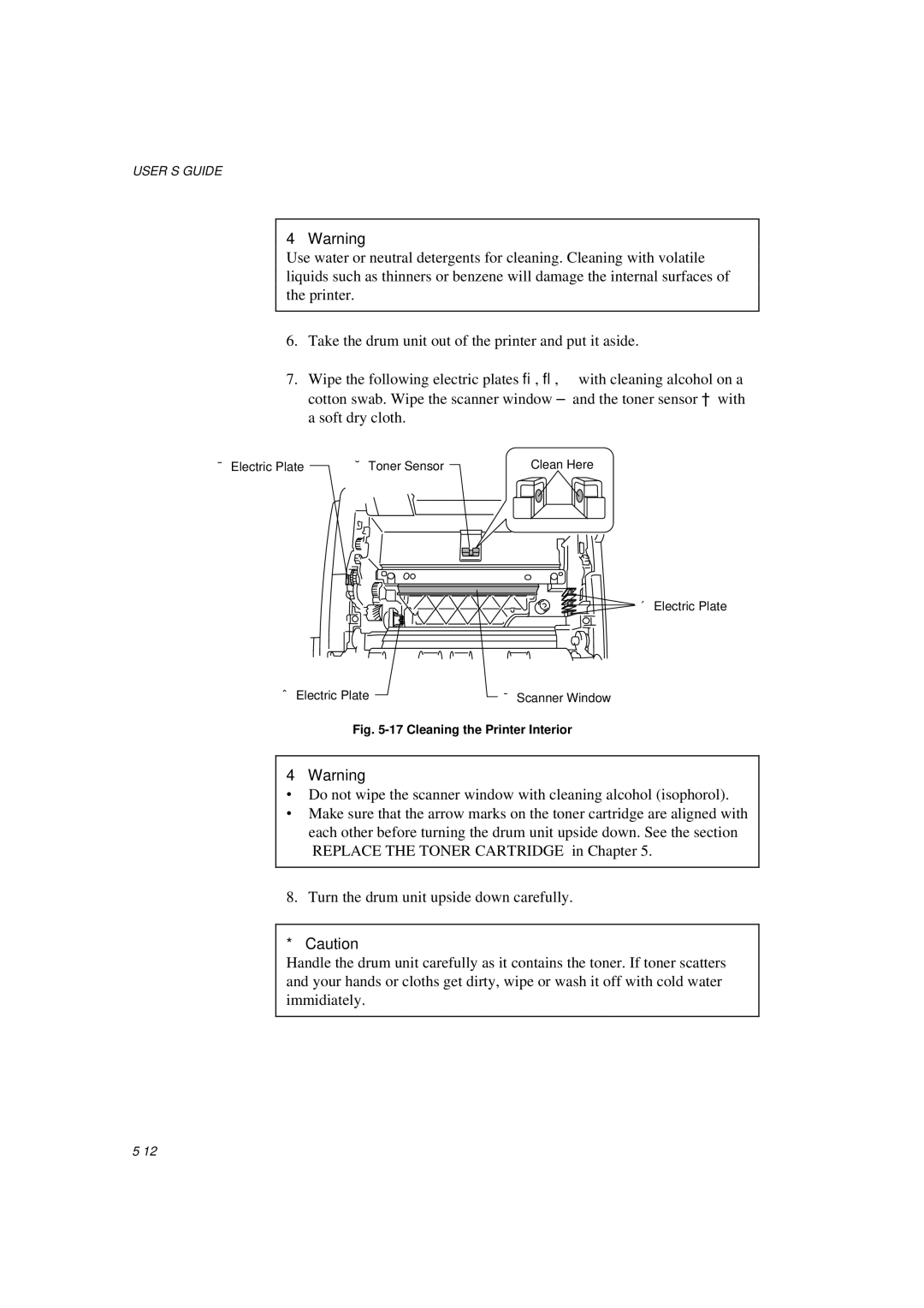 Brother HL-600 manual Cleaning the Printer Interior 