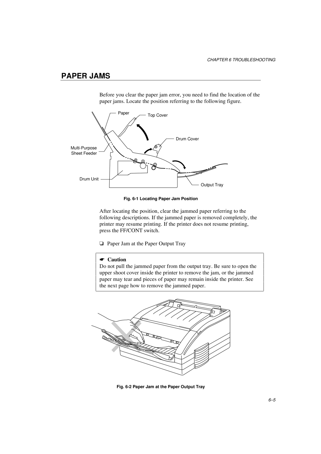 Brother HL-600 manual Paper Jams, Locating Paper Jam Position 