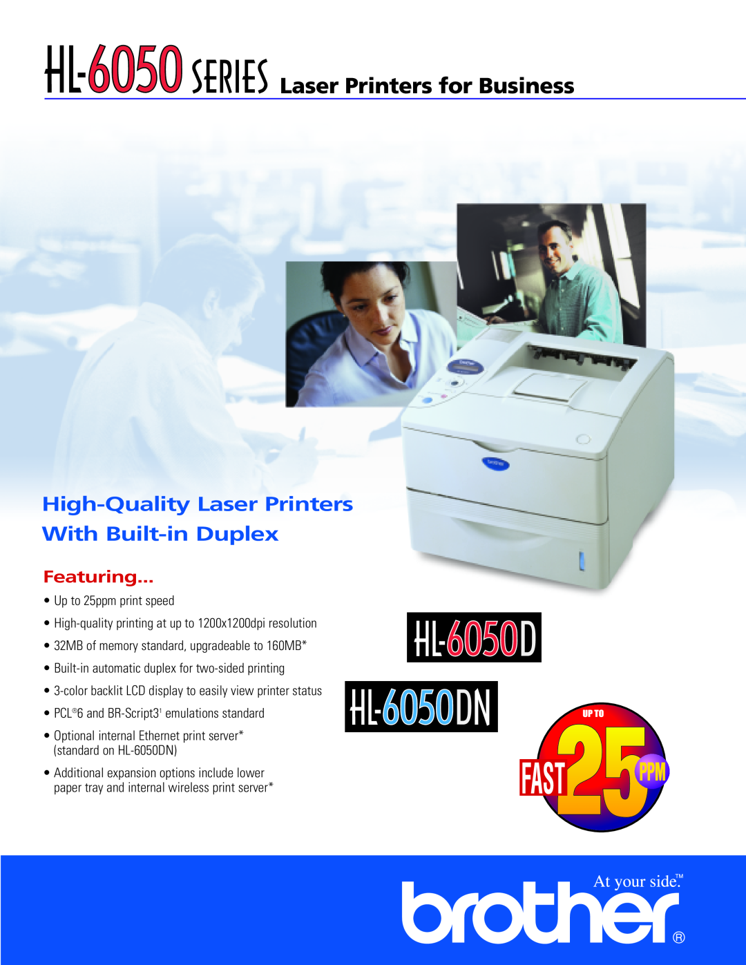 Brother HL-6050 Series manual High-Quality Laser Printers With Built-in Duplex, Featuring 