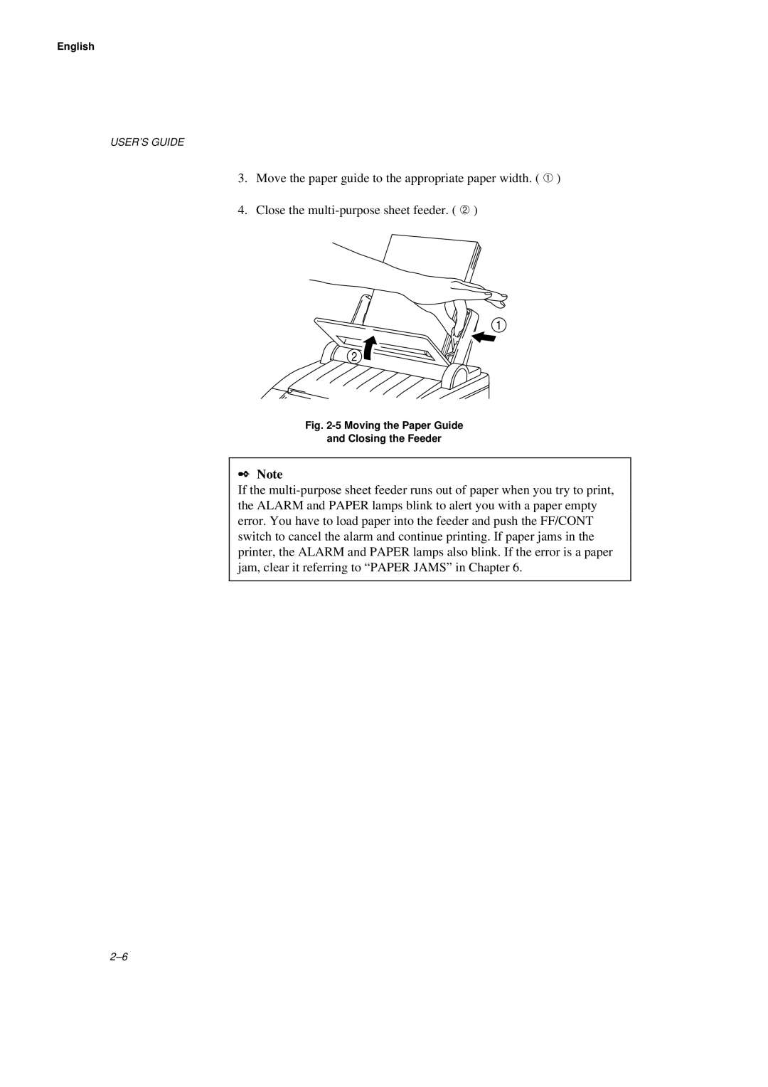 Brother HL-660 manual Moving the Paper Guide Closing the Feeder 