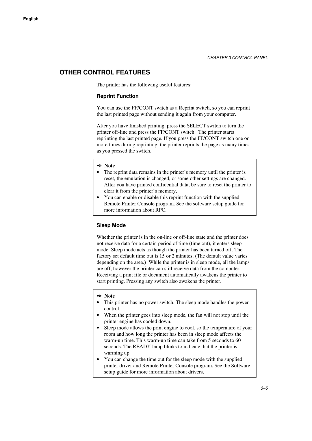 Brother HL-660 manual Reprint Function, Sleep Mode 