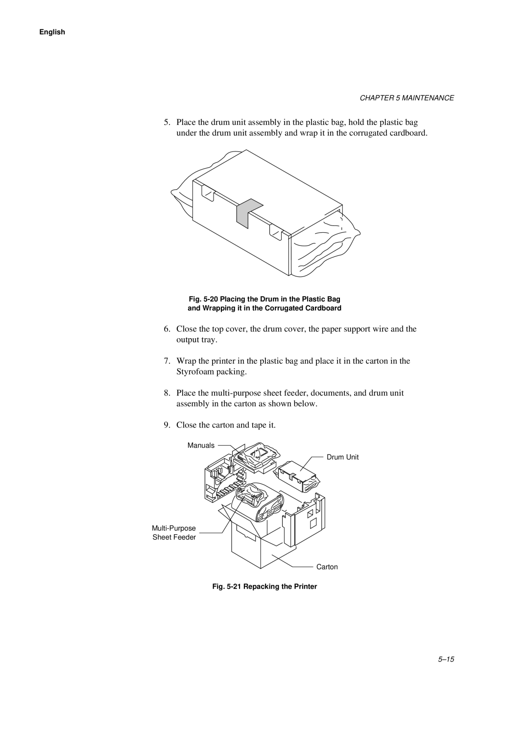 Brother HL-660 manual Repacking the Printer 